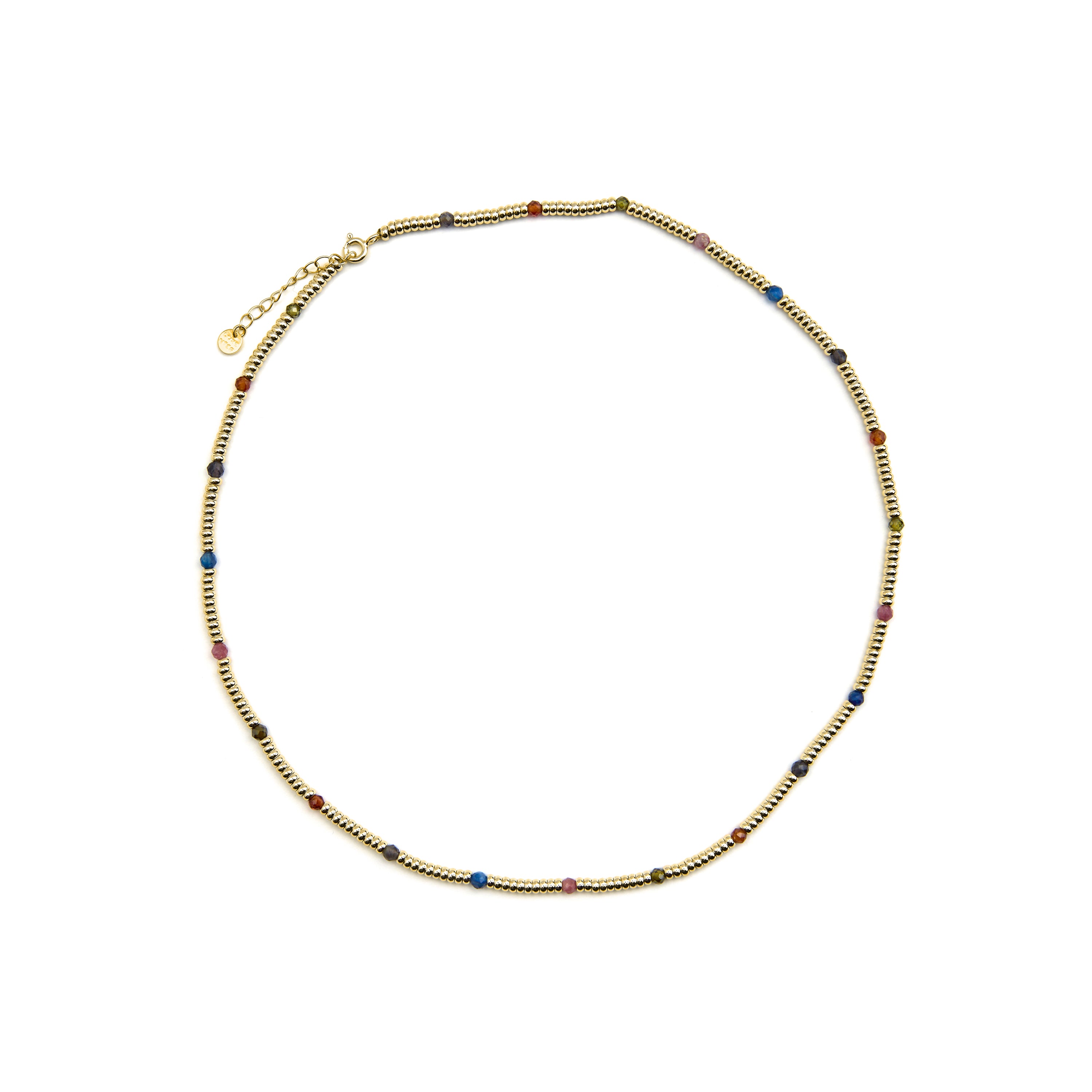 925 Sterling Silver Necklace with Multicolor Crystal finished in 18k gold - Deli