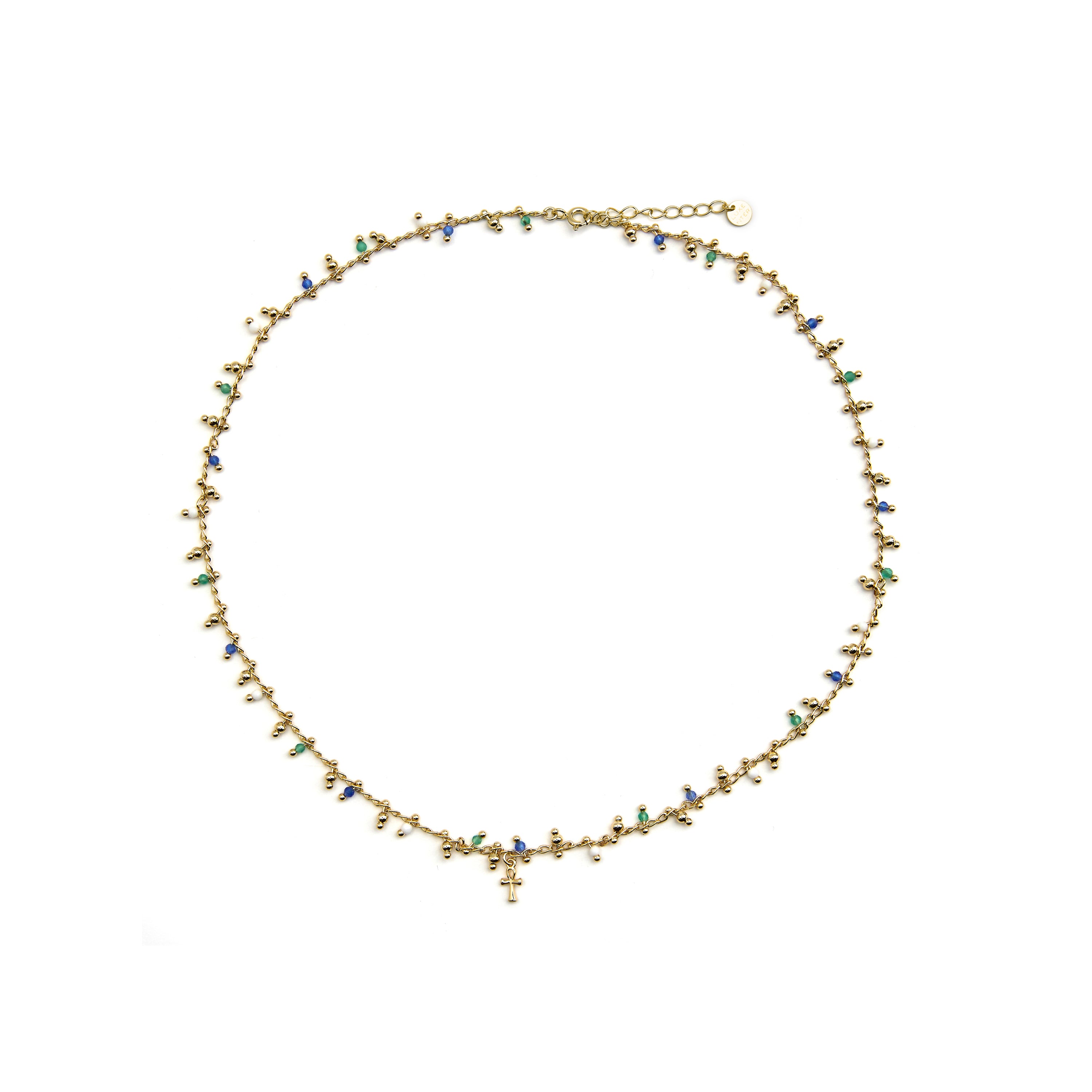 Colar de Prata de Lei 925 e Cristal Multicolor com acabamento em ouro 18k - Kalau