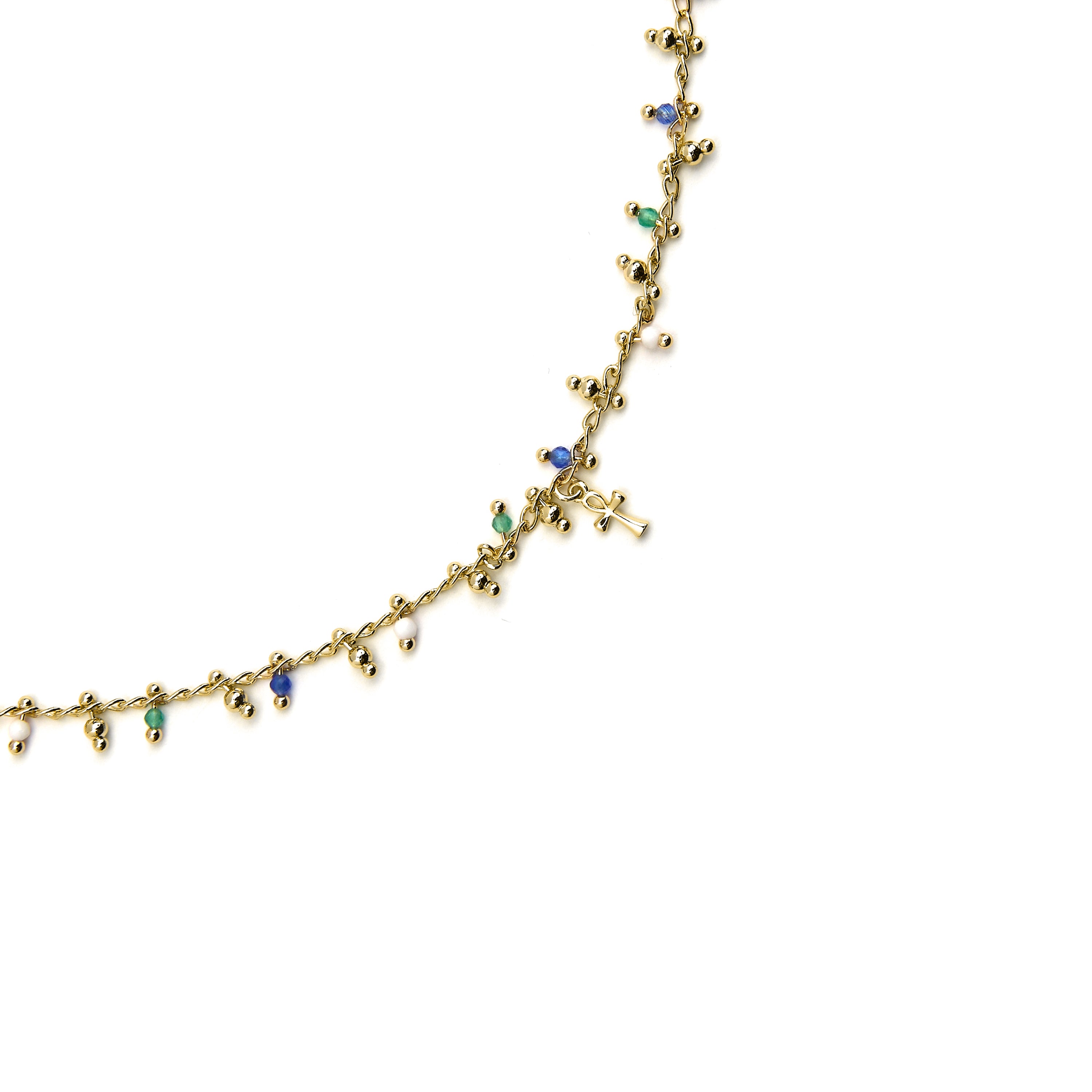 Colar de Prata de Lei 925 e Cristal Multicolor com acabamento em ouro 18k - Kalau