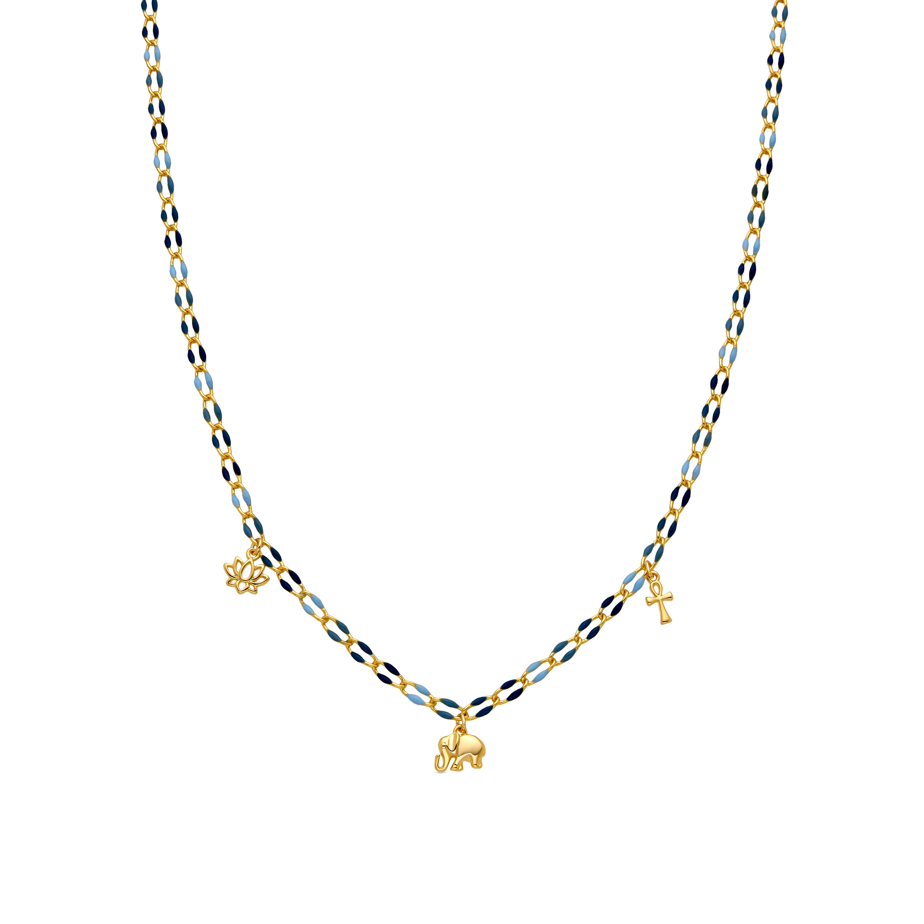 Collar de Plata de Ley 925 y Lacado Azul acabado oro 18k - Shione