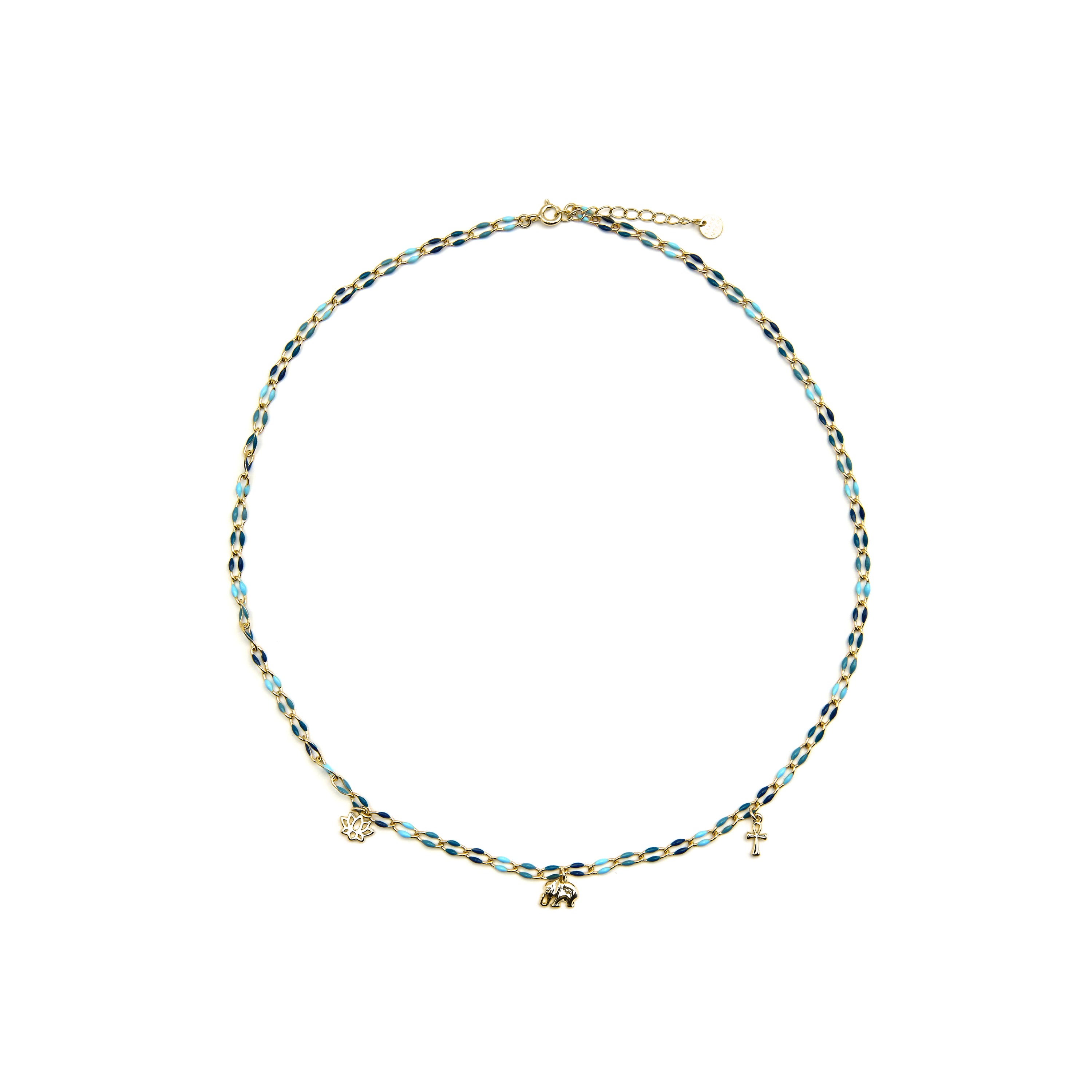 Collana in Argento Sterling 925 e Laccato Blu finitura oro 18k - Shione