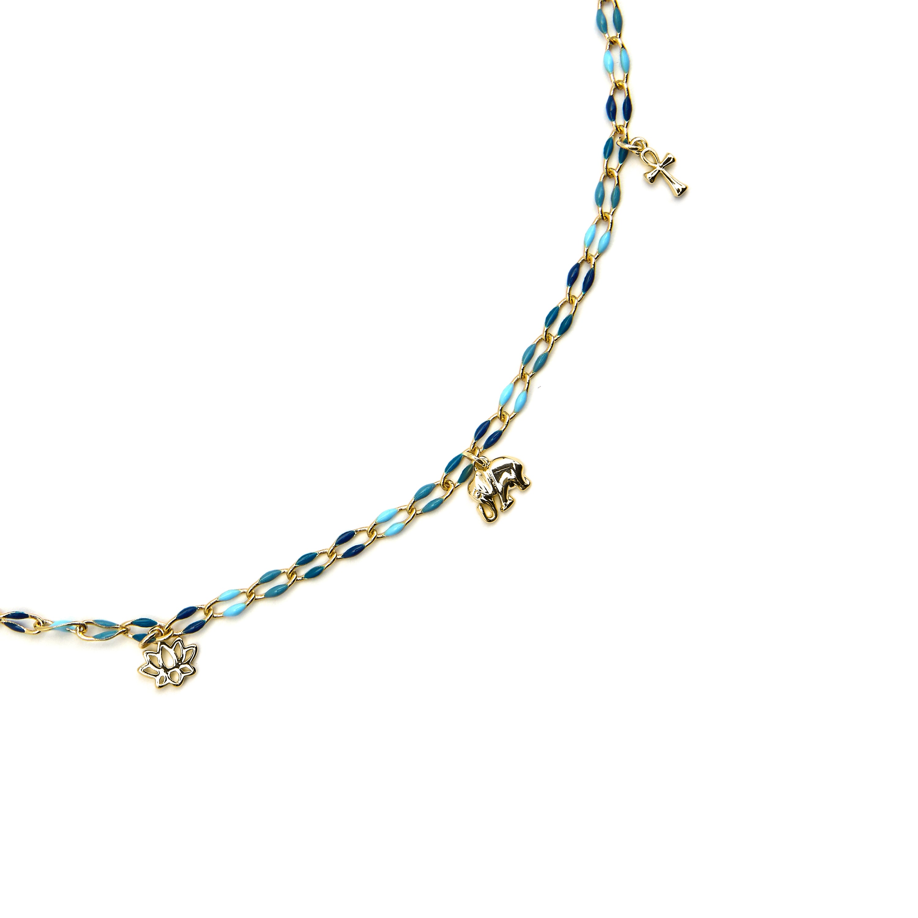 Collana in Argento Sterling 925 e Laccato Blu finitura oro 18k - Shione