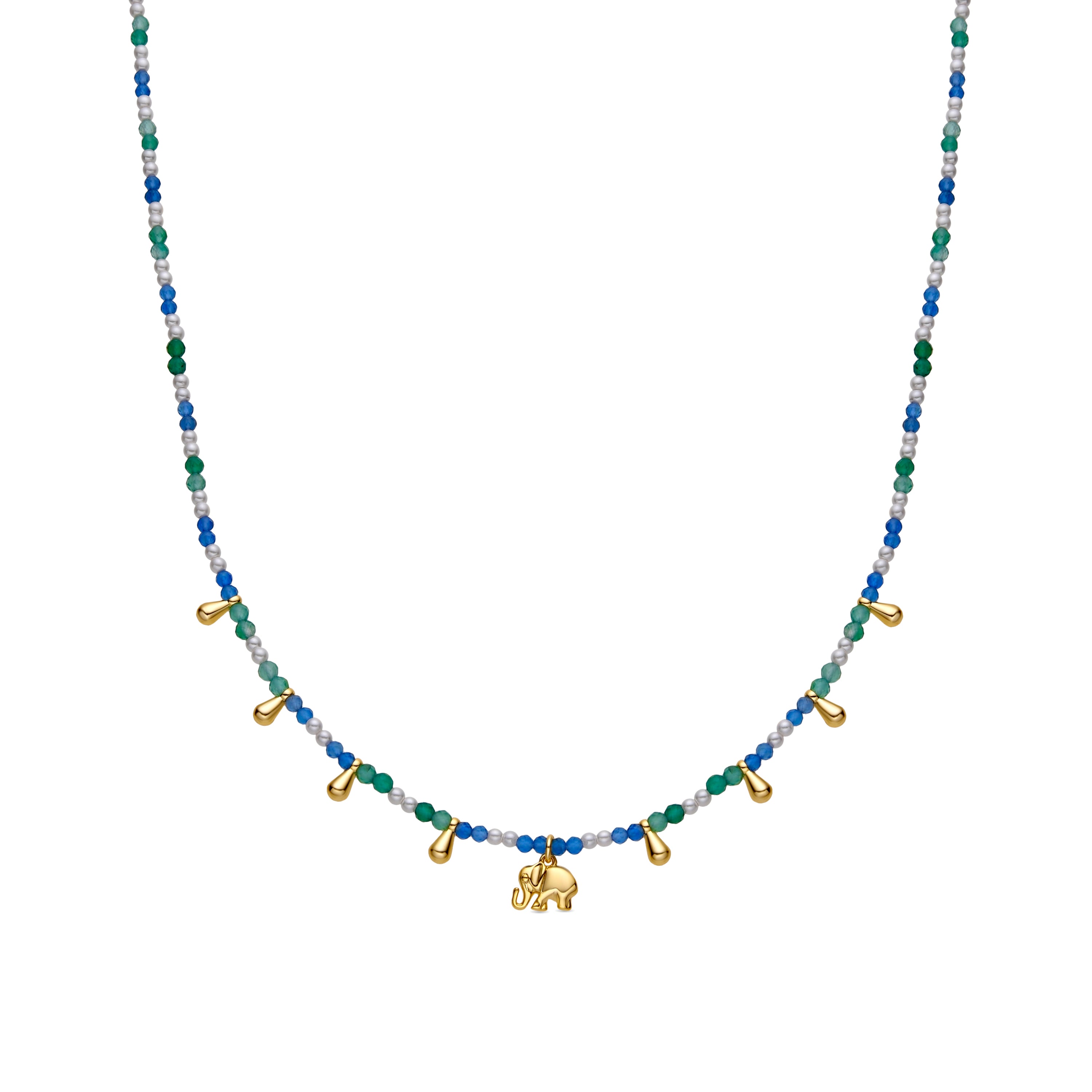 925er Sterlingsilber-Halskette mit dunkelblauem Kristall und 18k Goldfinish - Dirhum