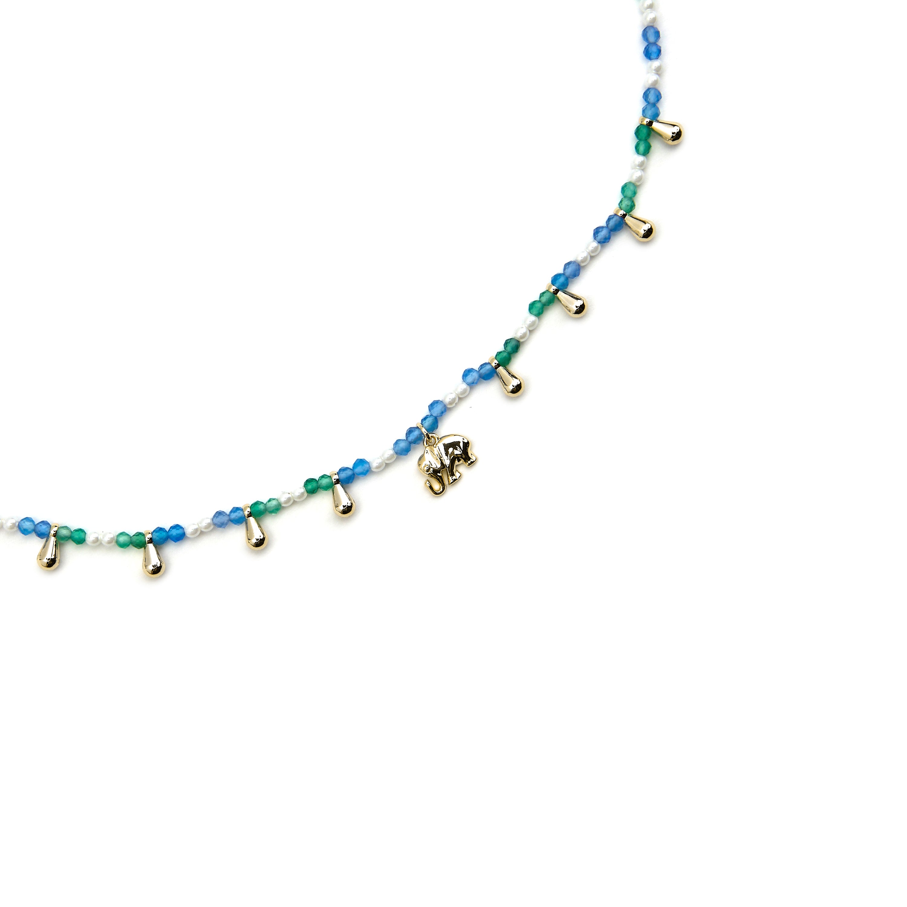 Collar de Plata de Ley 925 y Cristal Azul Oscuro acabado oro 18k - Dirhum