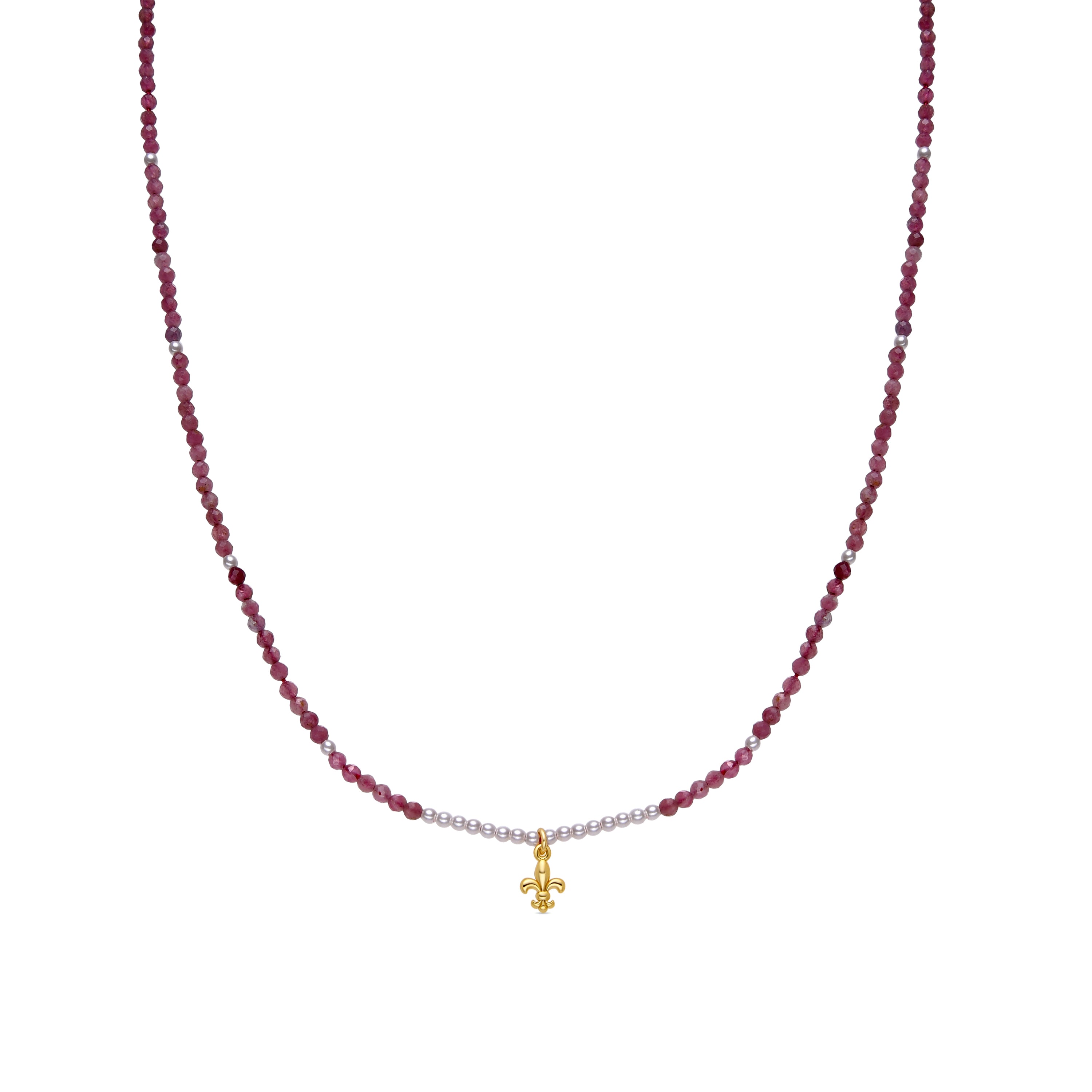 Colar de Prata de Lei 925 e Cristal Rosa com acabamento em ouro 18k - Atlo