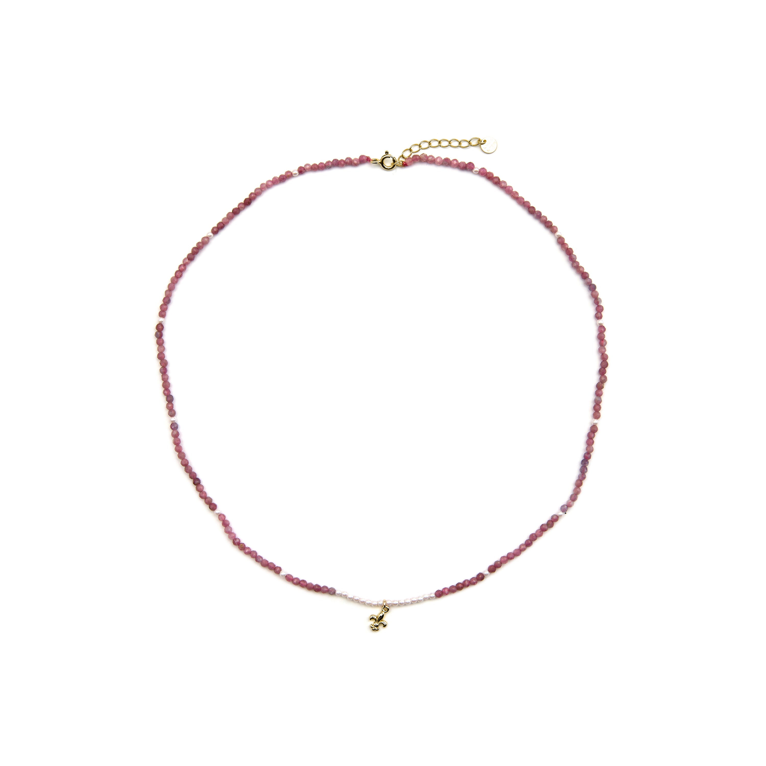 925 Sterling Silver Necklace with Pink Crystal finished in 18k Gold - Atlo