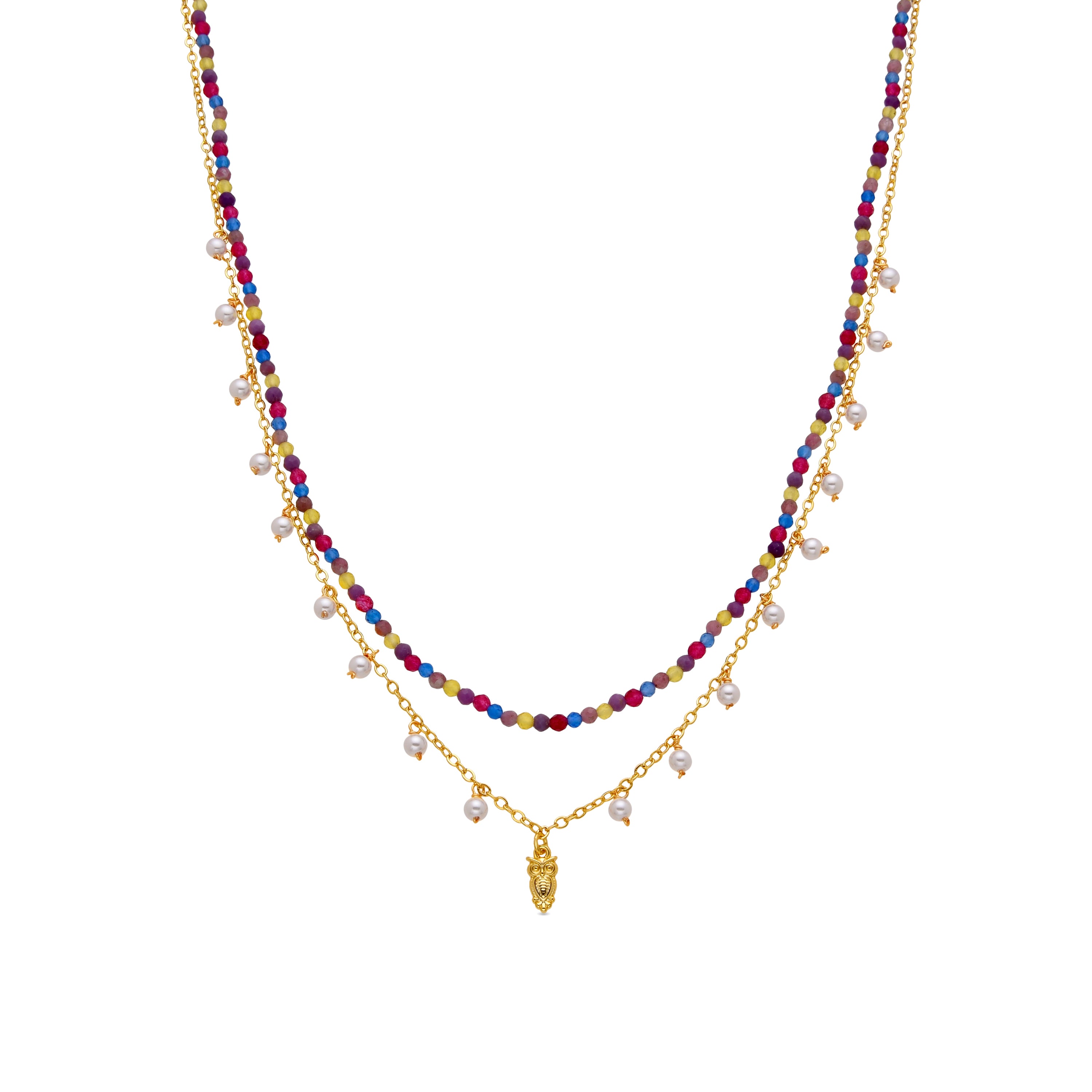 Colar de Prata de Lei 925 e Cristal Multicolor com acabamento em ouro 18k - Niarz