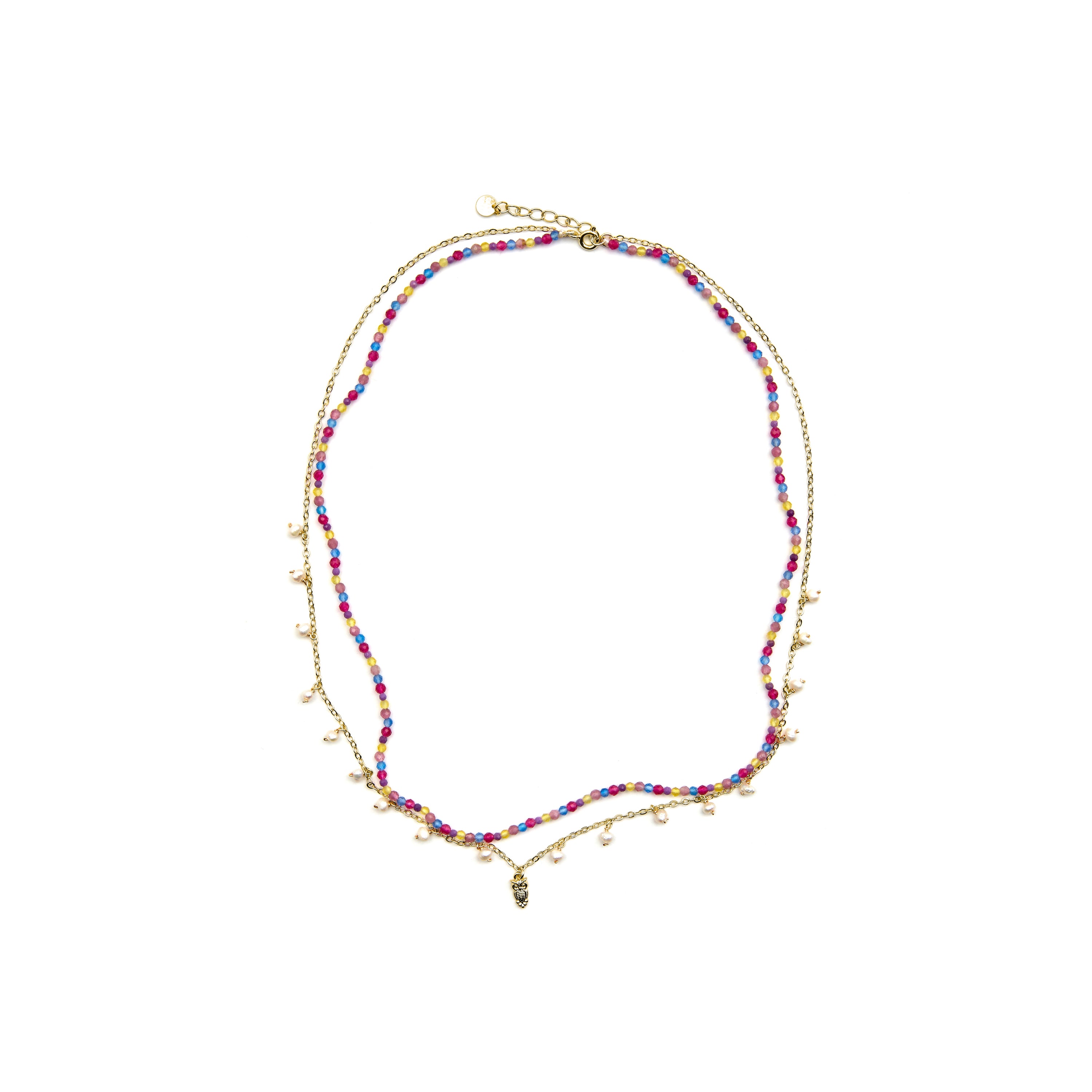 Colar de Prata de Lei 925 e Cristal Multicolor com acabamento em ouro 18k - Niarz