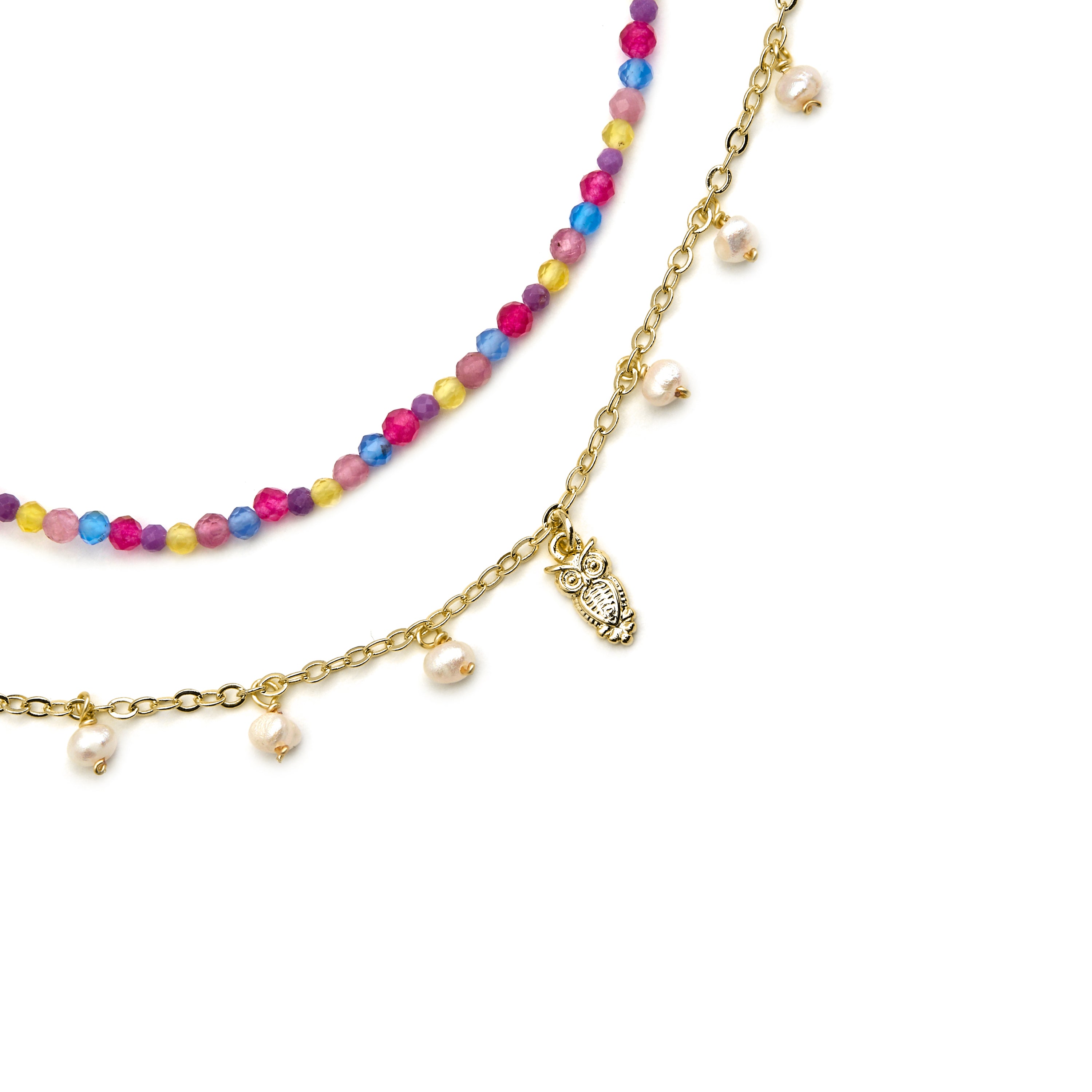 Colar de Prata de Lei 925 e Cristal Multicolor com acabamento em ouro 18k - Niarz