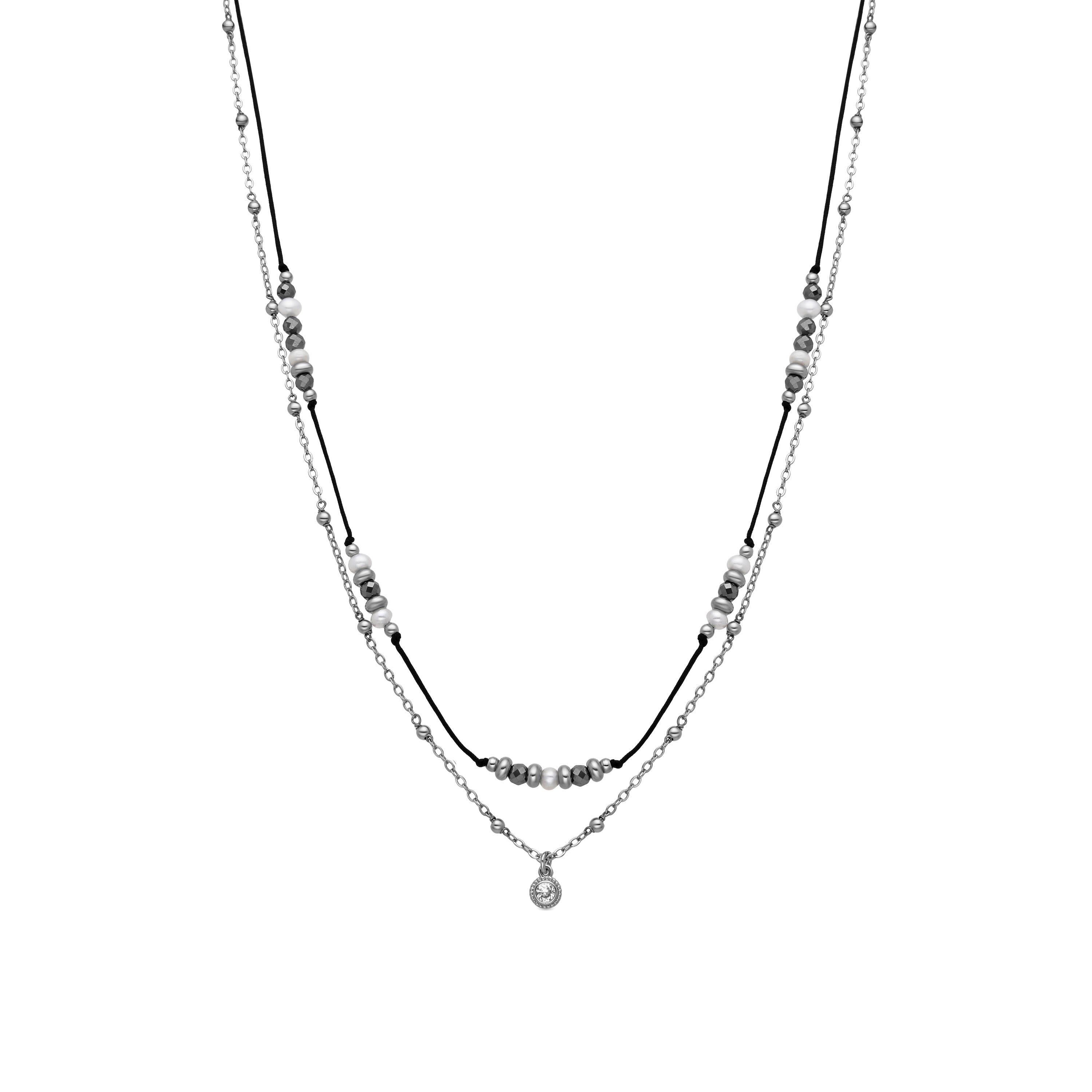 Collana in Argento Sterling 925 e Perla Bianca finitura in rodio - Apses