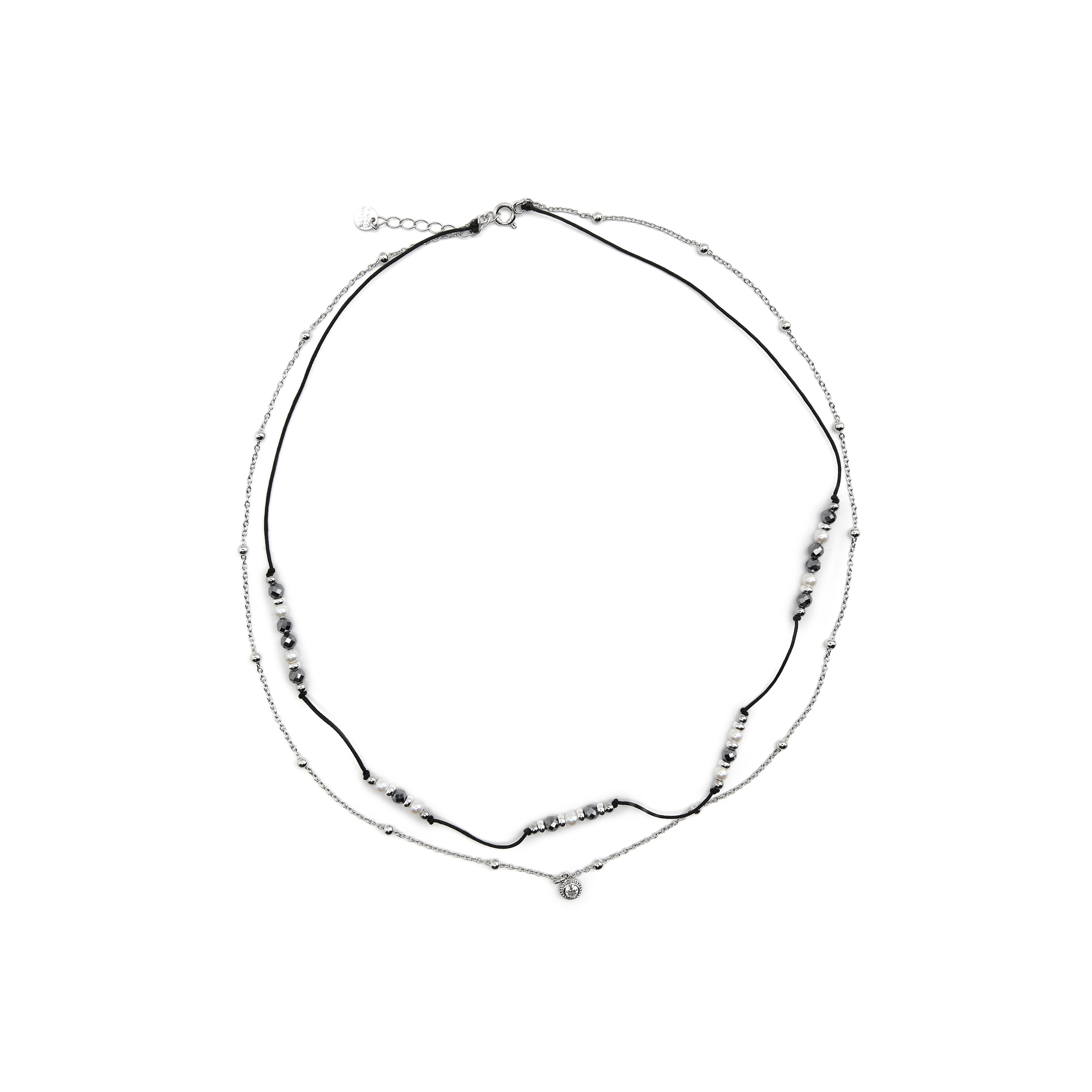 Collana in Argento Sterling 925 e Perla Bianca finitura in rodio - Apses