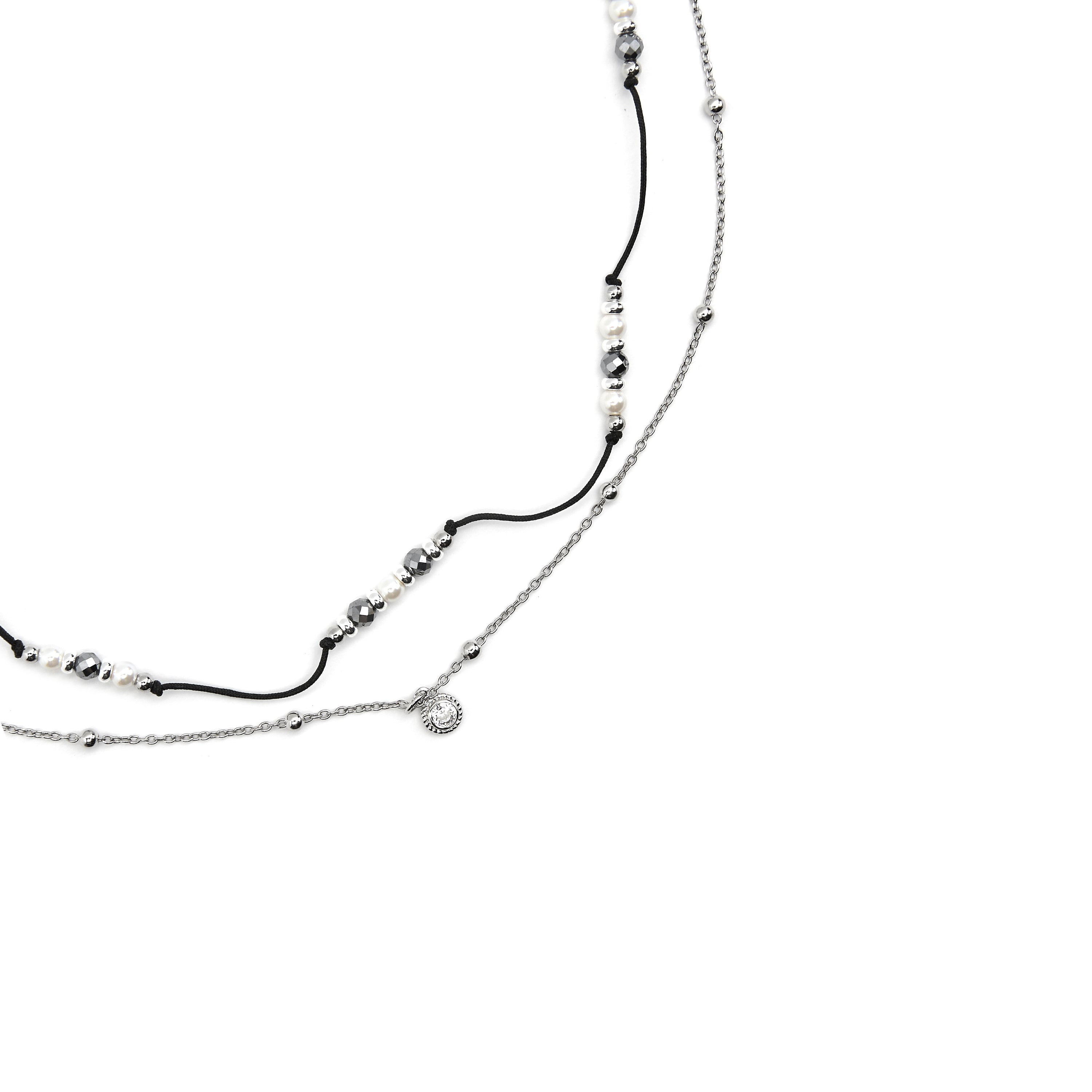 Collana in Argento Sterling 925 e Perla Bianca finitura in rodio - Apses