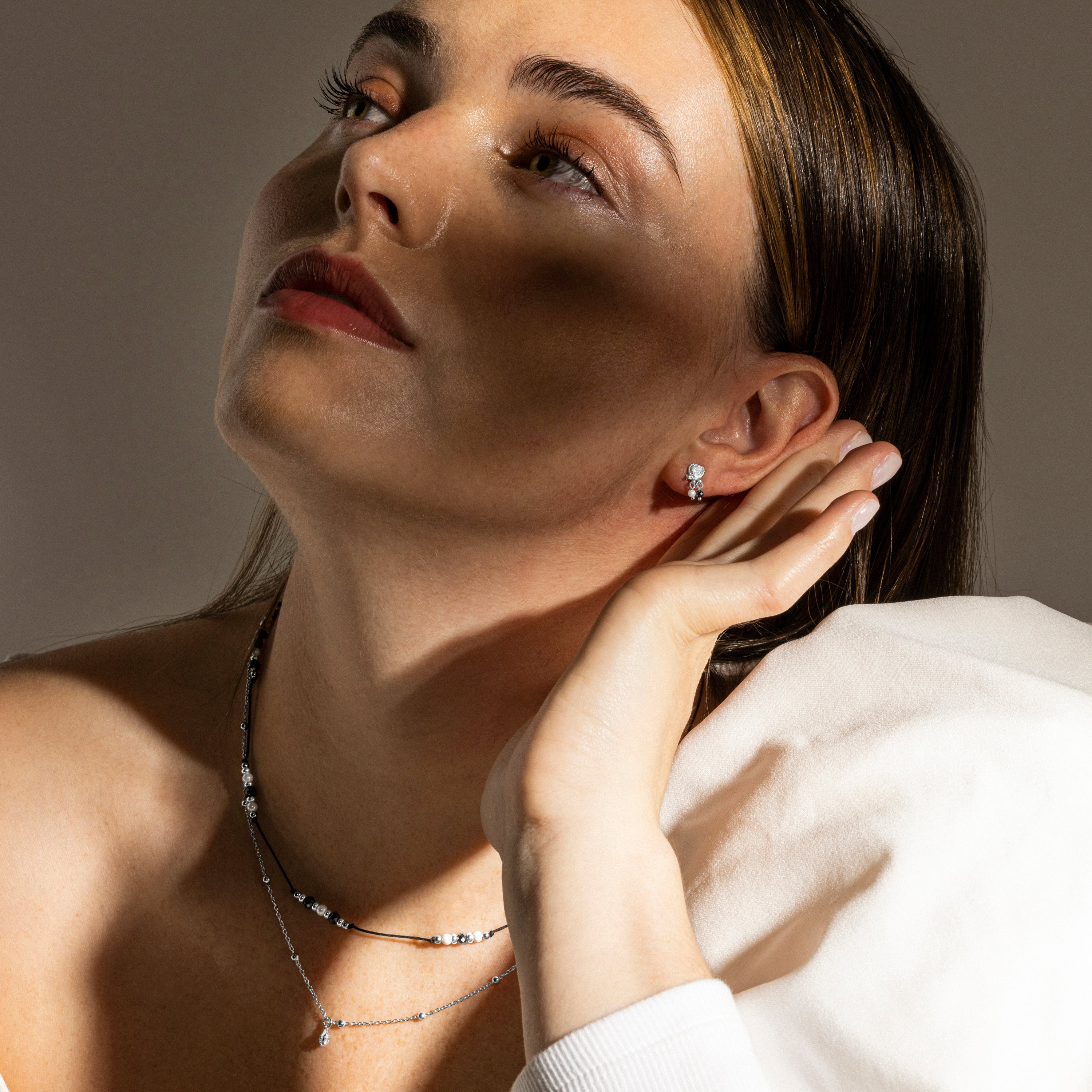 Collana in Argento Sterling 925 e Perla Bianca finitura in rodio - Apses