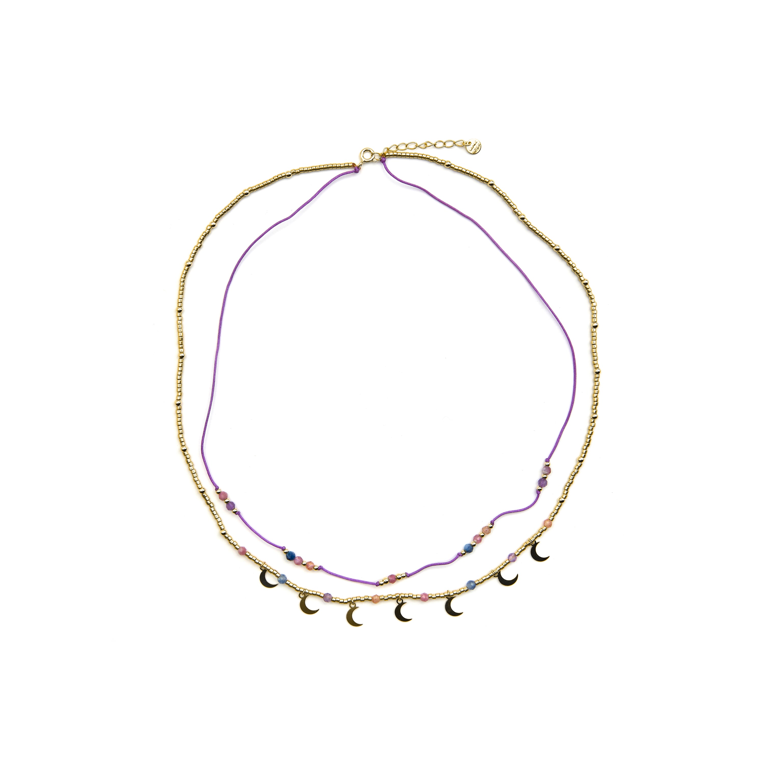 925 Sterling Silver Necklace with Multicolor Crystal finished in 18k Gold - Kapac