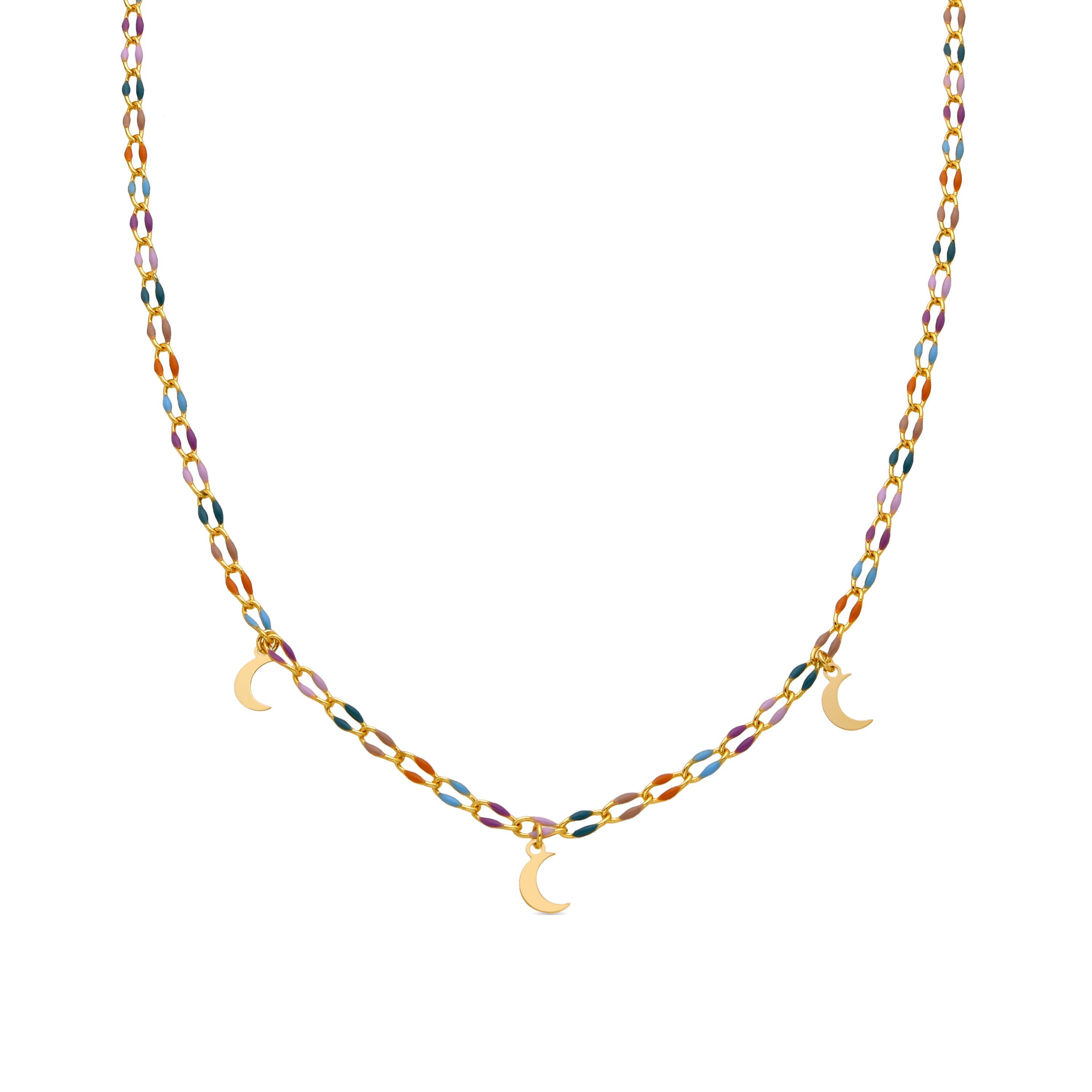 925er Sterlingsilber-Halskette mit mehrfarbigem Lack und 18k Goldfinish - Liesi