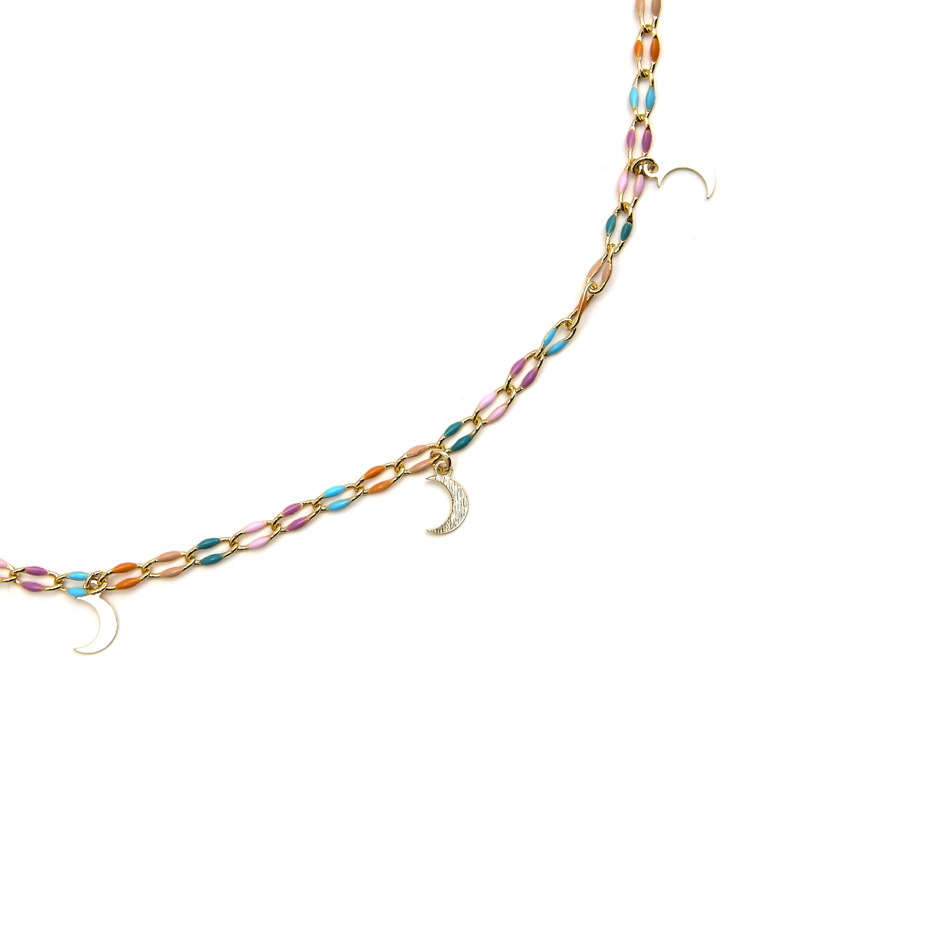 Collier en argent sterling 925 et laqué multicolore finition or 18k - Liesi