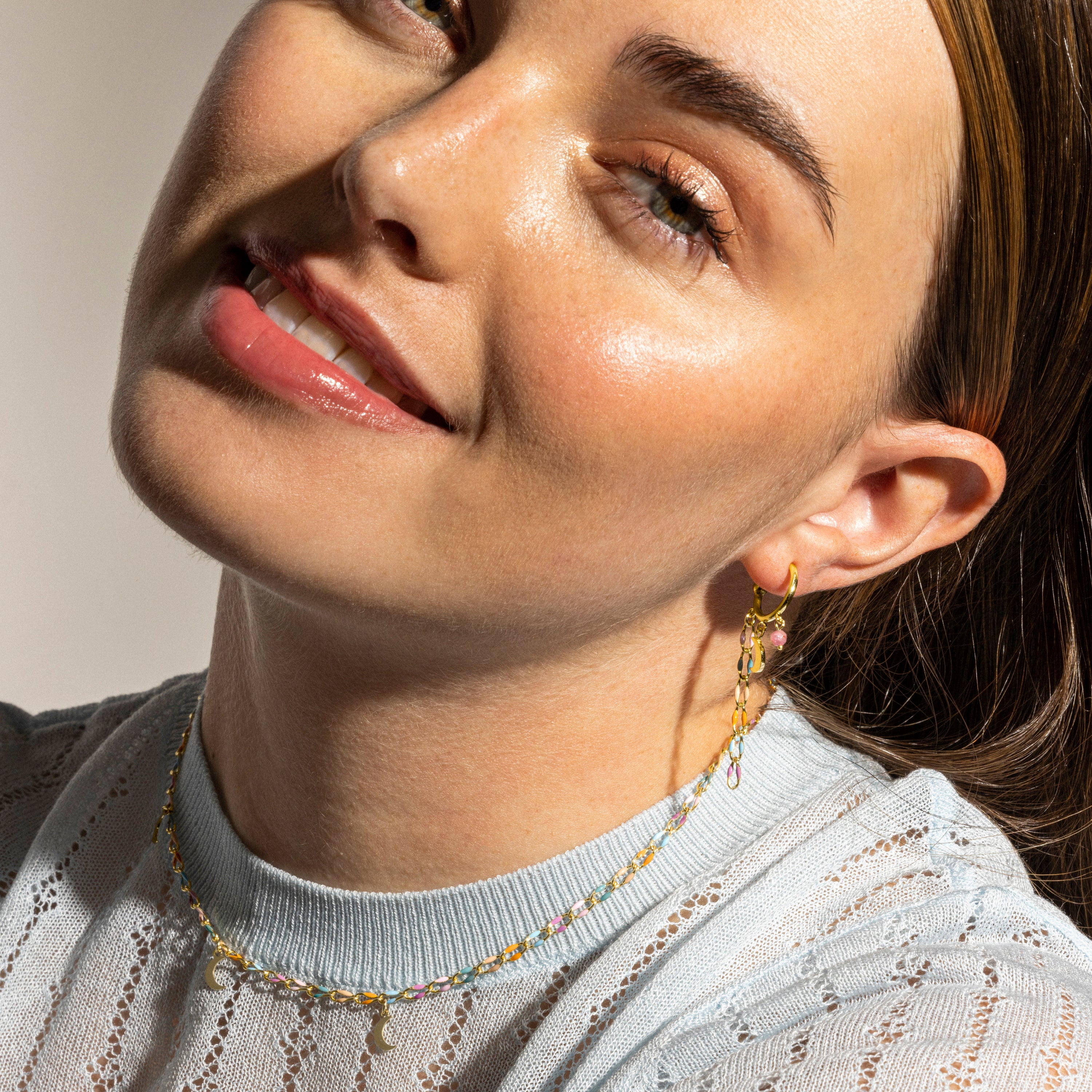Collier en argent sterling 925 et laqué multicolore finition or 18k - Liesi