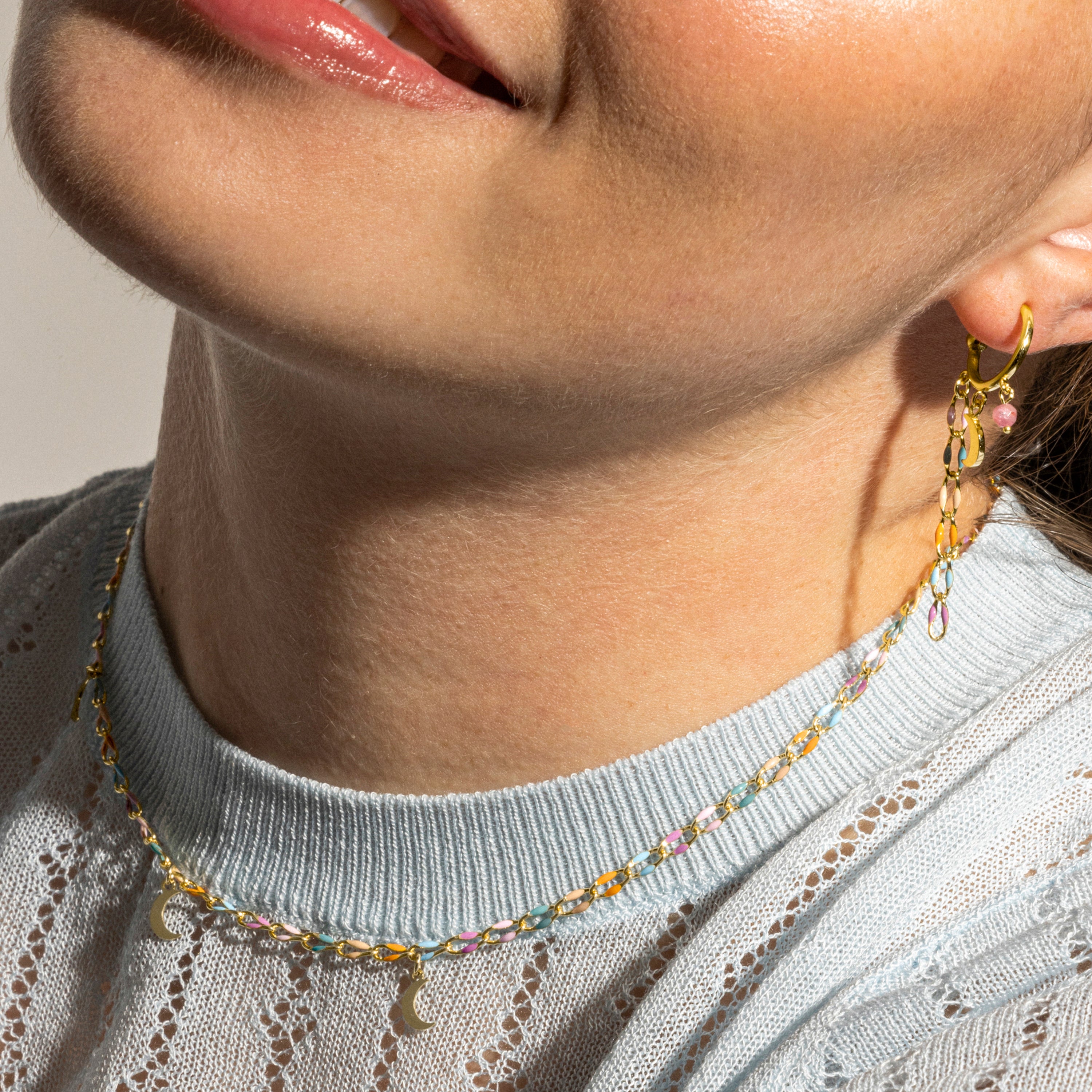 Collier en argent sterling 925 et laqué multicolore finition or 18k - Liesi