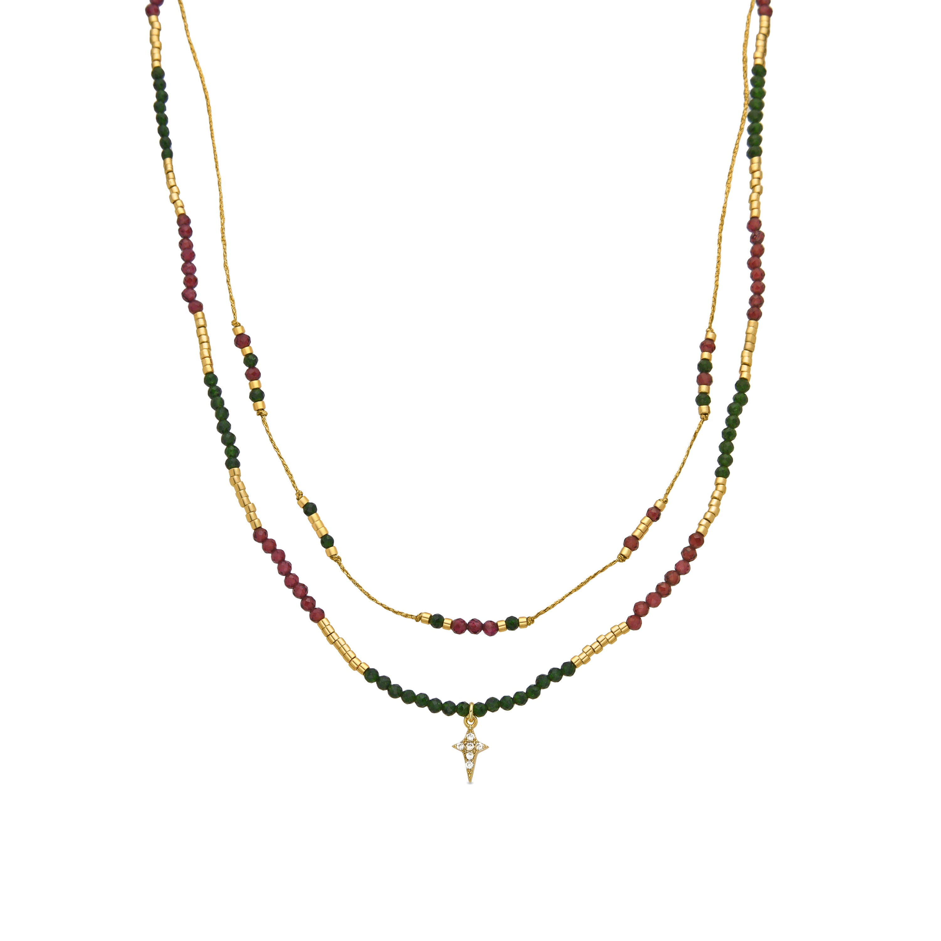 925er Sterling Silber Halskette mit glänzenden Zirkonia, 18k Gold-Finish - Holis