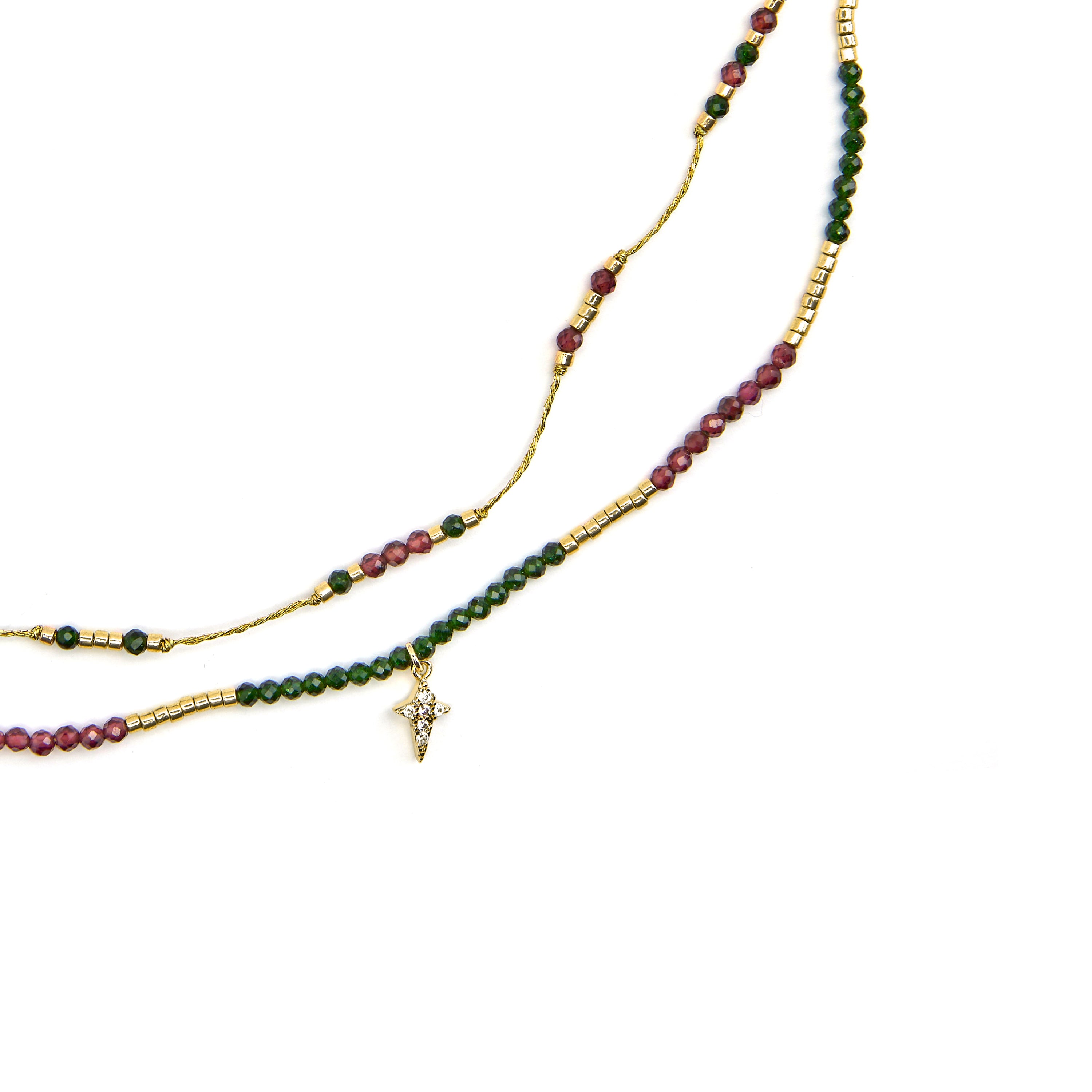 925 Sterling Silver Necklace with Brilliant Zirconia finished in 18k gold - Holis