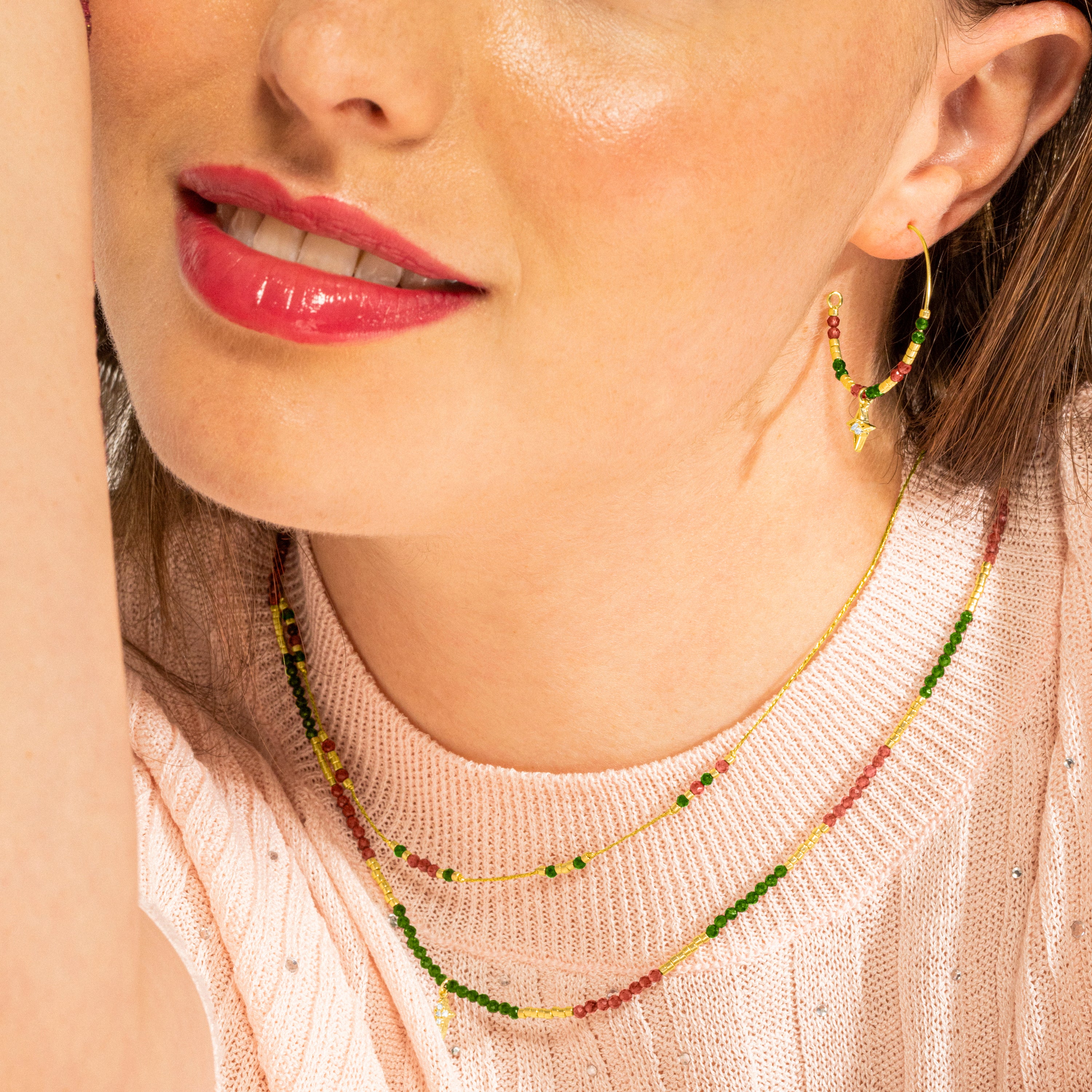 925 Sterling Silver Necklace with Brilliant Zirconia finished in 18k gold - Holis