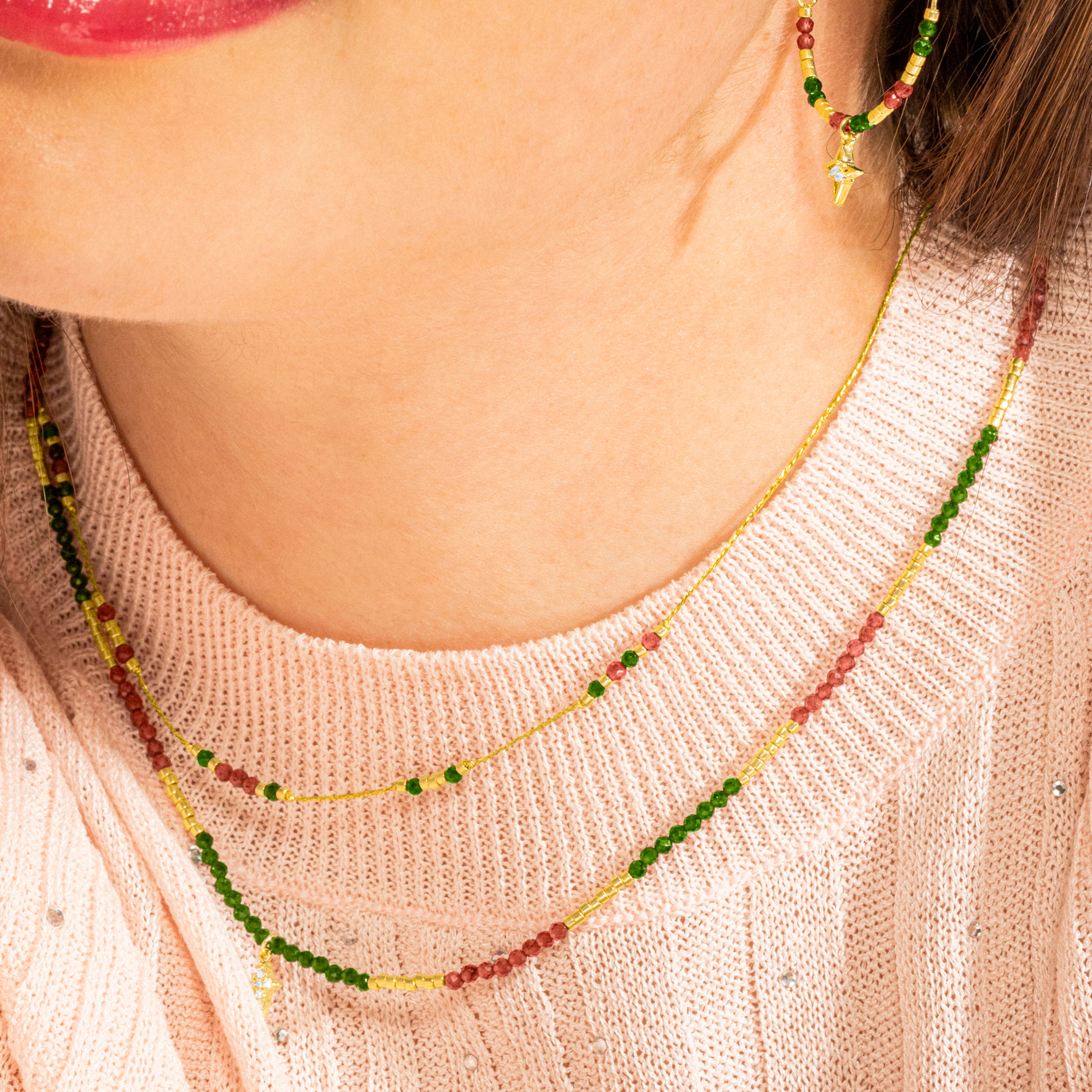 925 Sterling Silver Necklace with Brilliant Zirconia finished in 18k gold - Holis