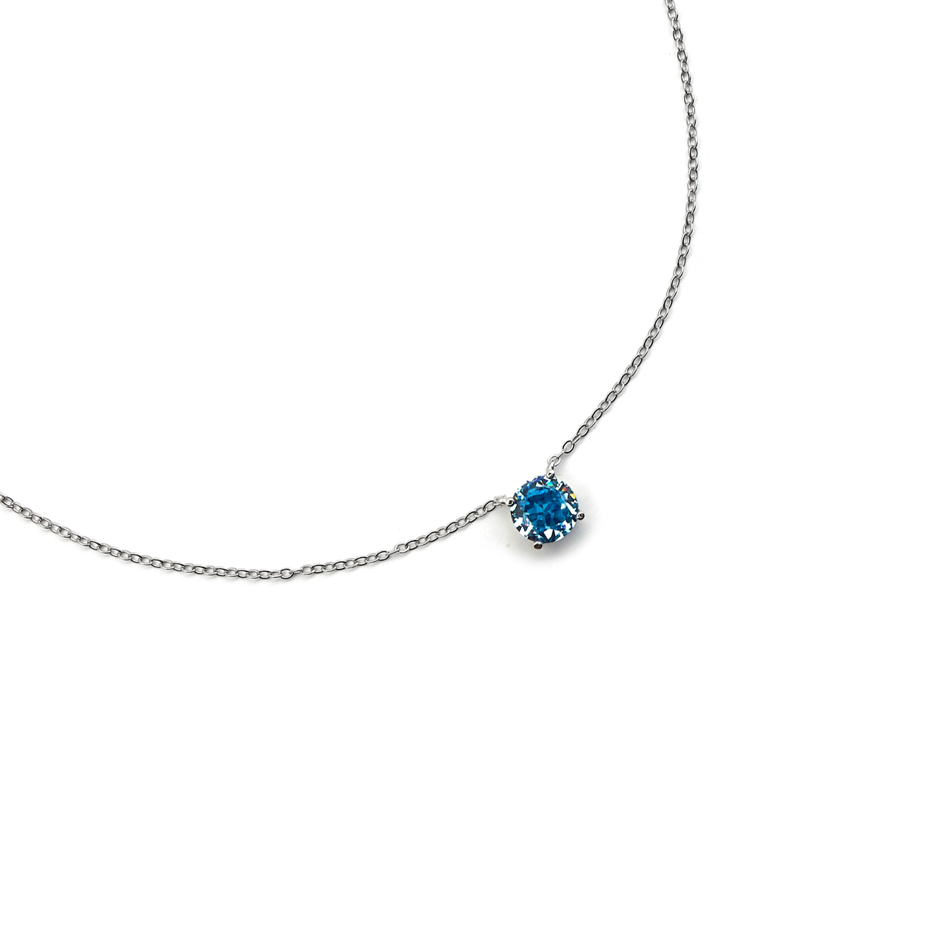 Collar de Plata de Ley 925 y Circonita Onix acabado en rodio - Baran