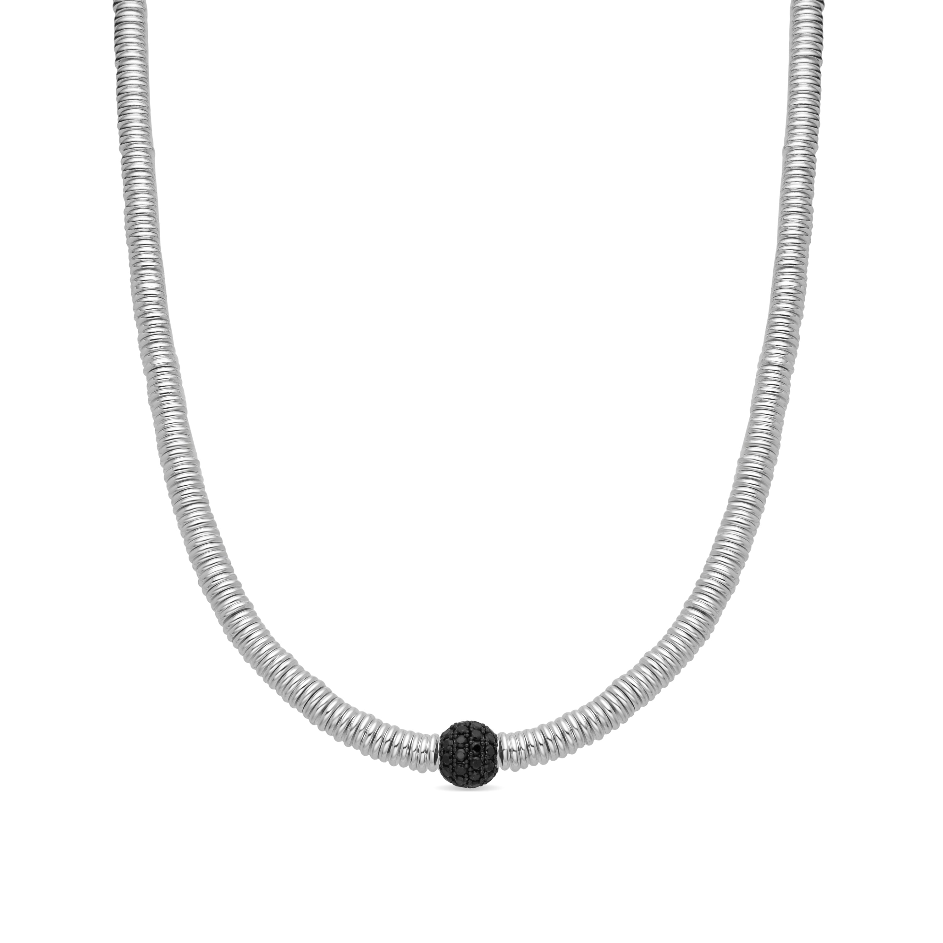 Collana in Argento Sterling 925 e Zirconia Onice con finitura in rodio - Orfi