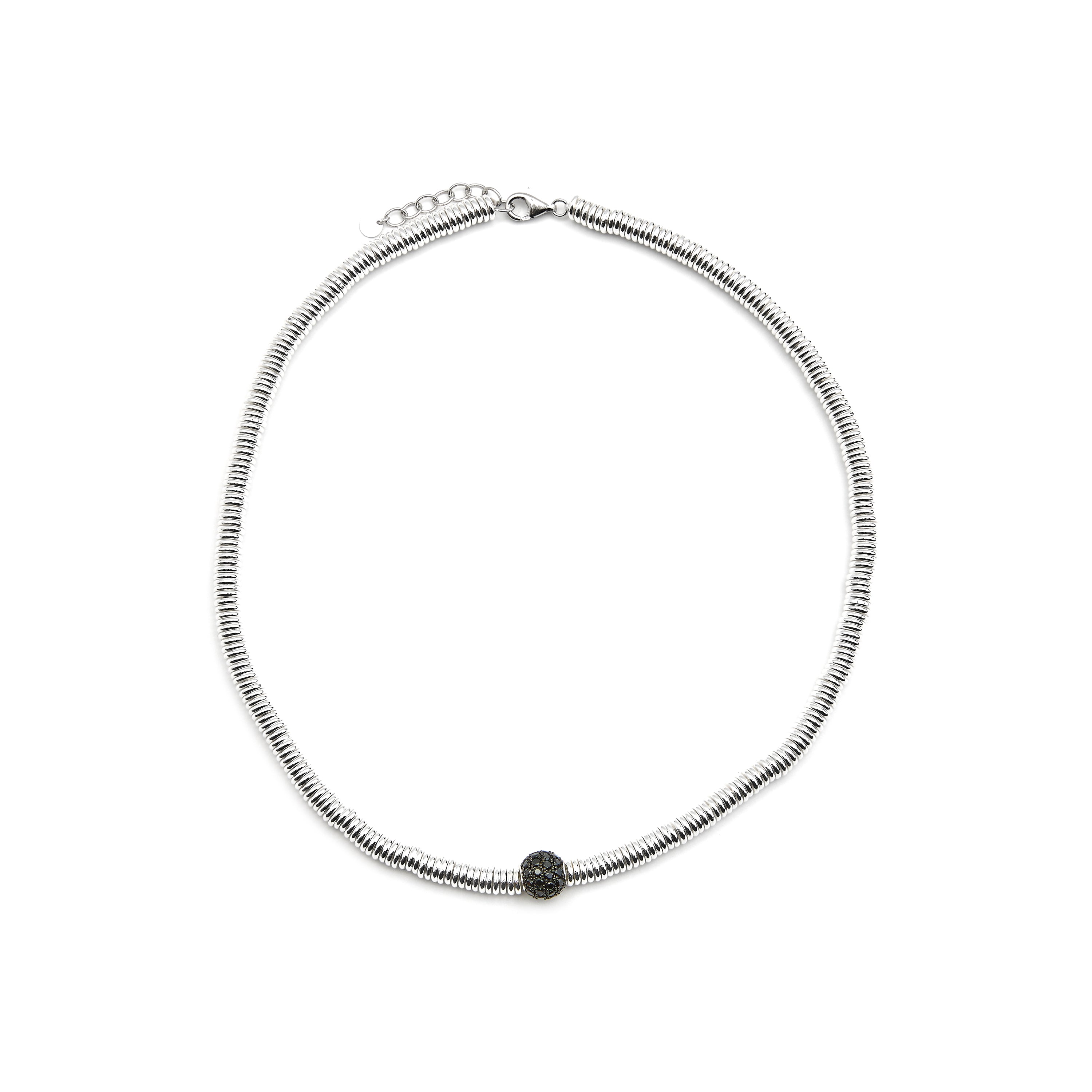 Collana in Argento Sterling 925 e Zirconia Onice con finitura in rodio - Orfi