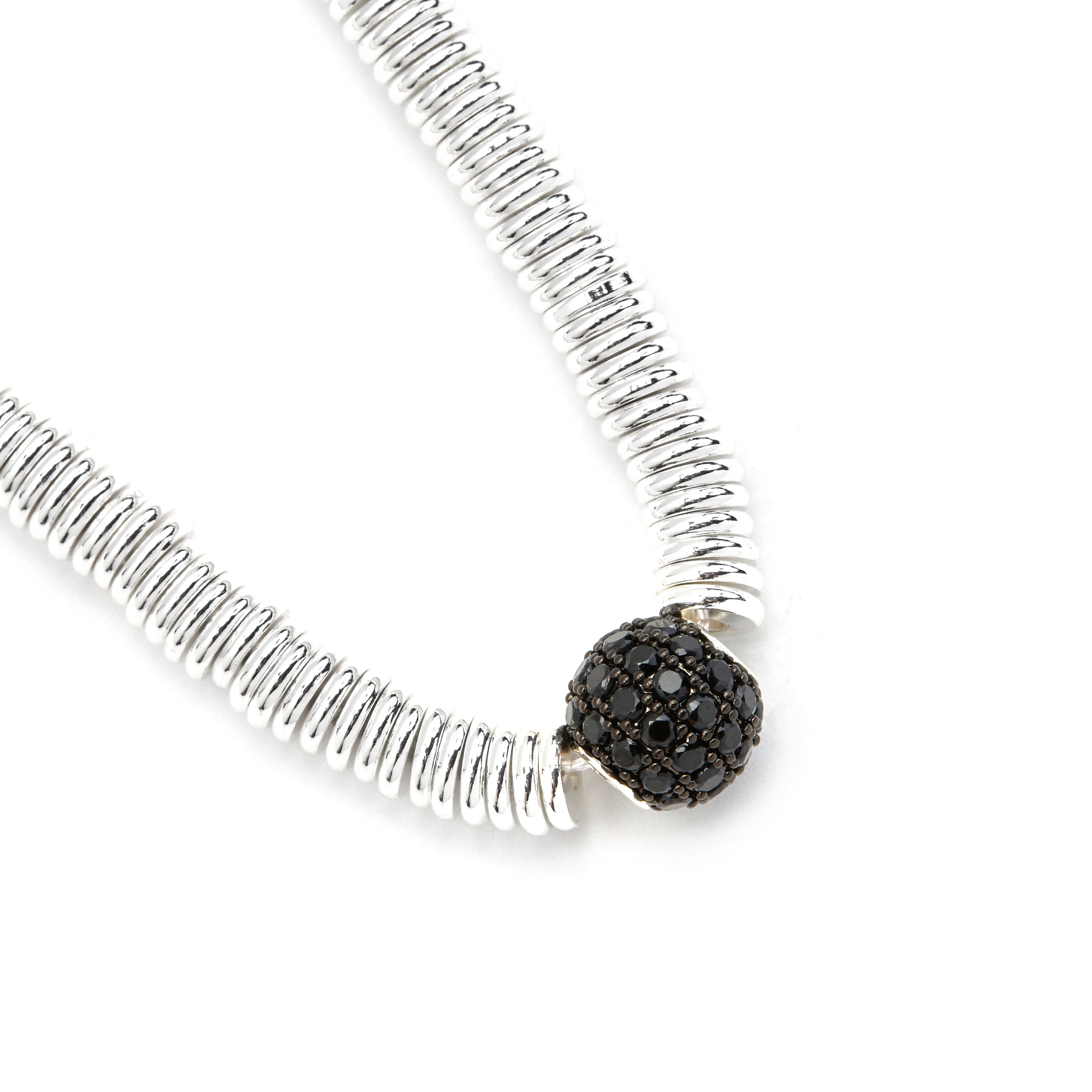 Collana in Argento Sterling 925 e Zirconia Onice con finitura in rodio - Orfi
