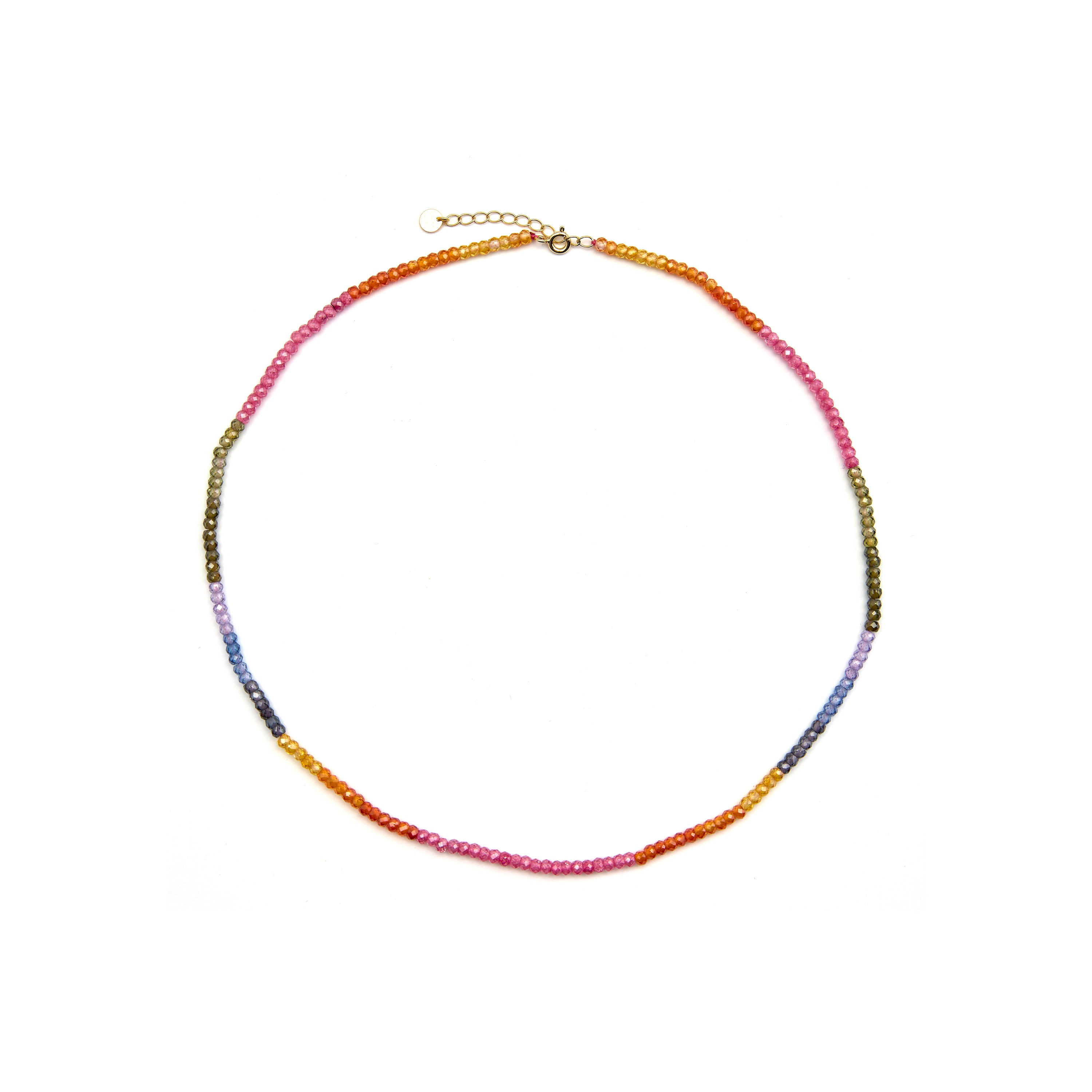 Collier en argent sterling 925 et cristal multicolore finition or 18k - Siran