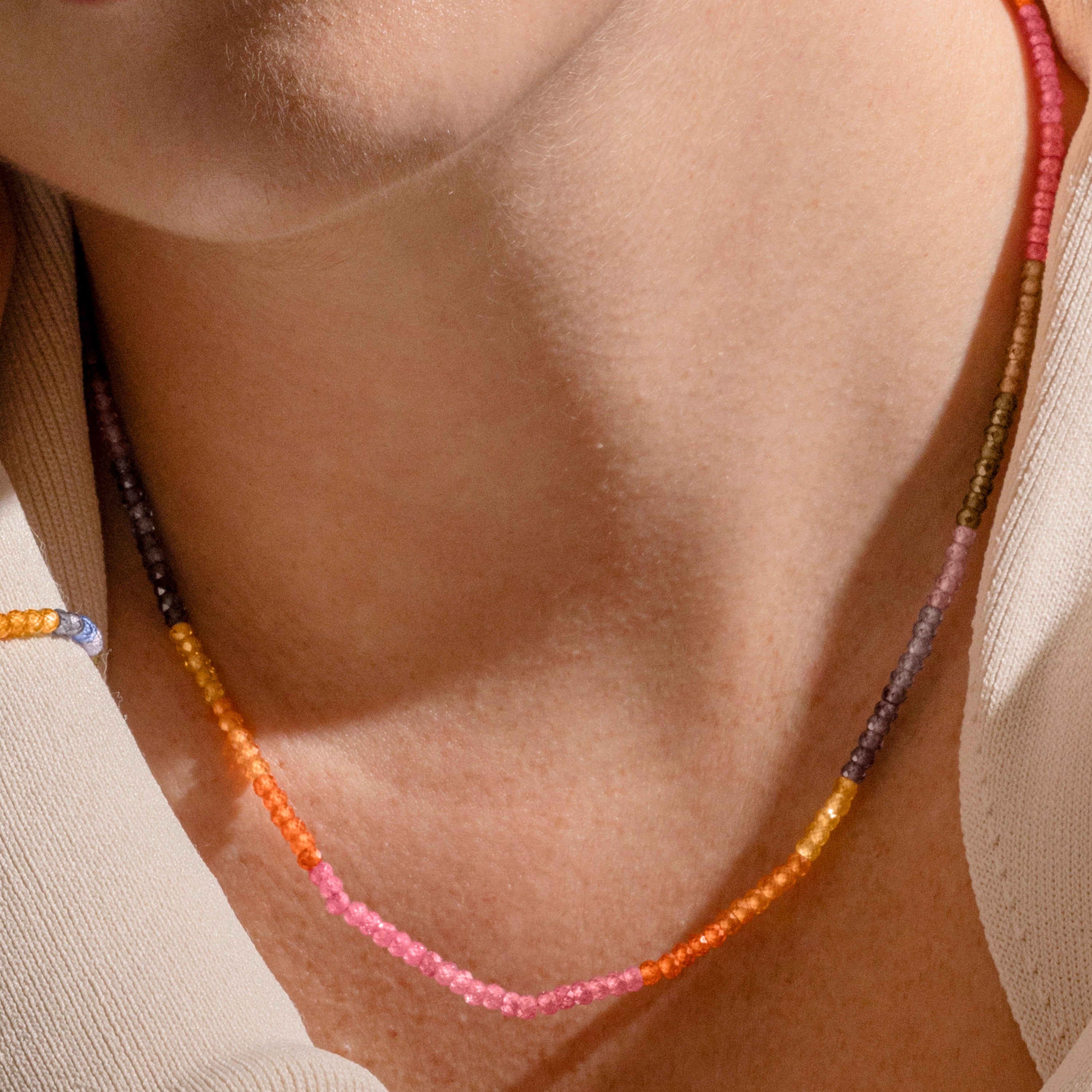 Collier en argent sterling 925 et cristal multicolore finition or 18k - Siran