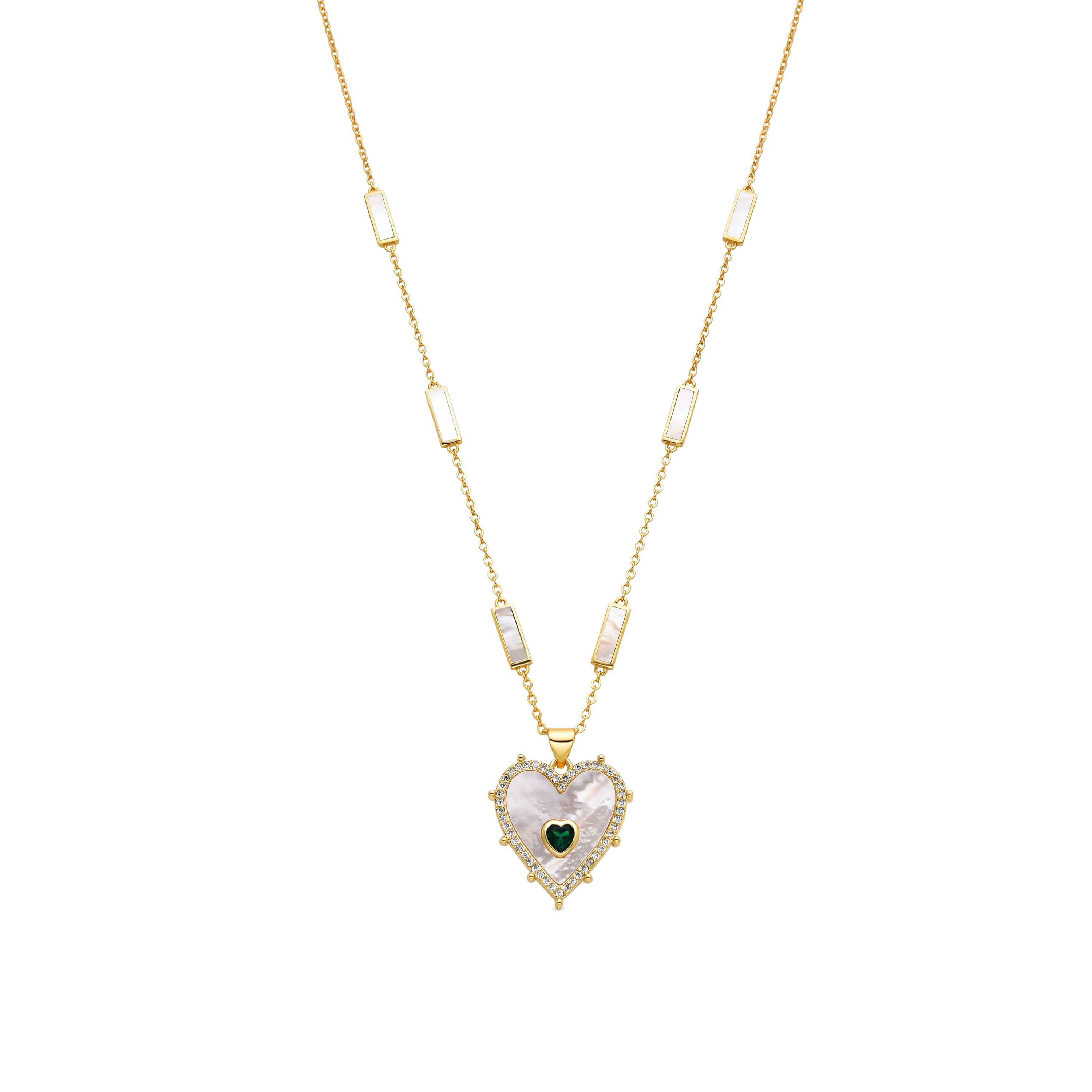 Collier en argent sterling 925 et nacre blanche finition or 18k - Limy