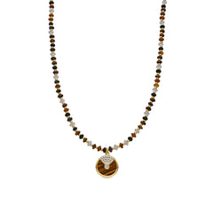 925er Sterling Silber Halskette mit Tigerauge, vergoldet mit 18k - Yalah