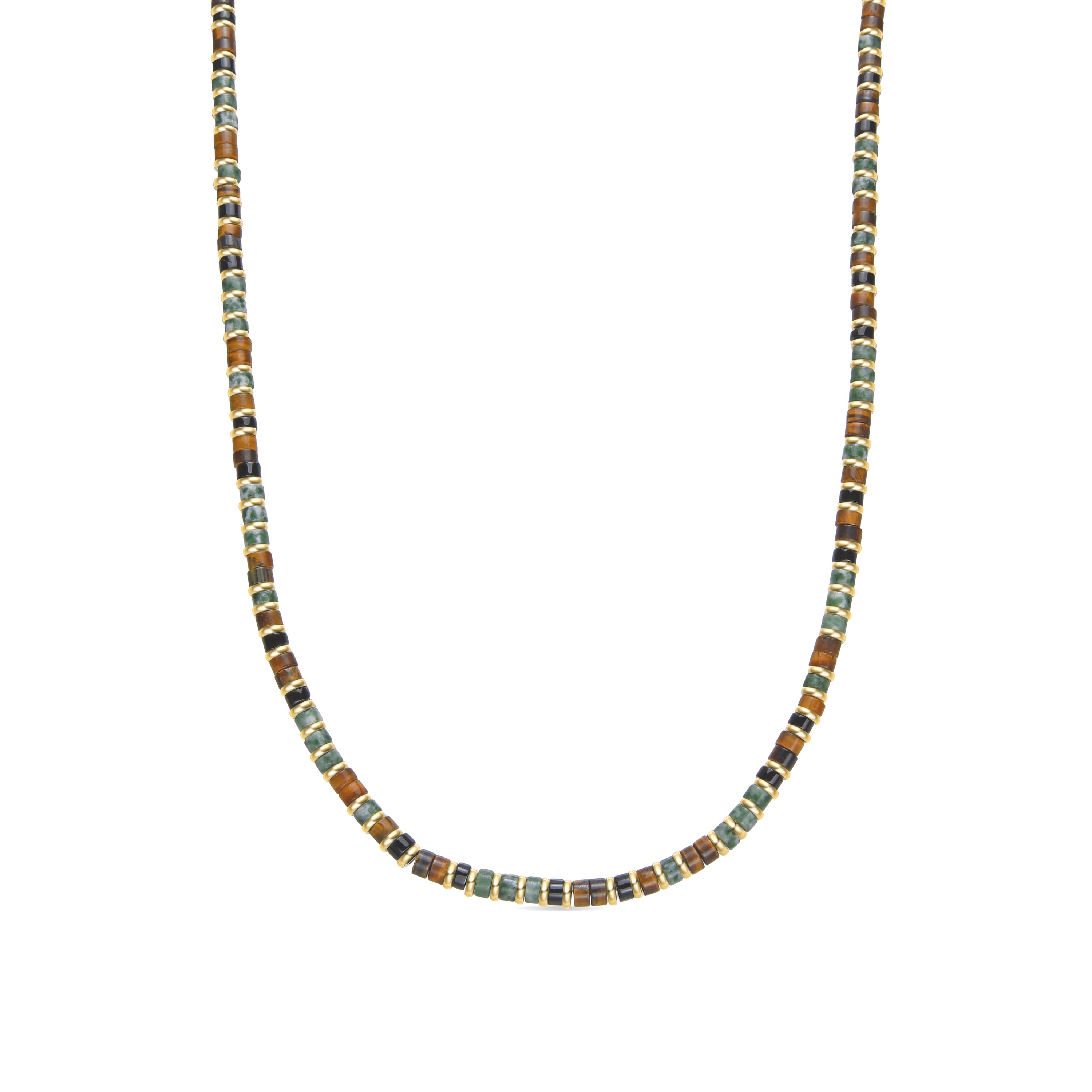 Colar de Prata de Lei 925 e Olho de Tigre com acabamento em ouro 18k - Ryhu