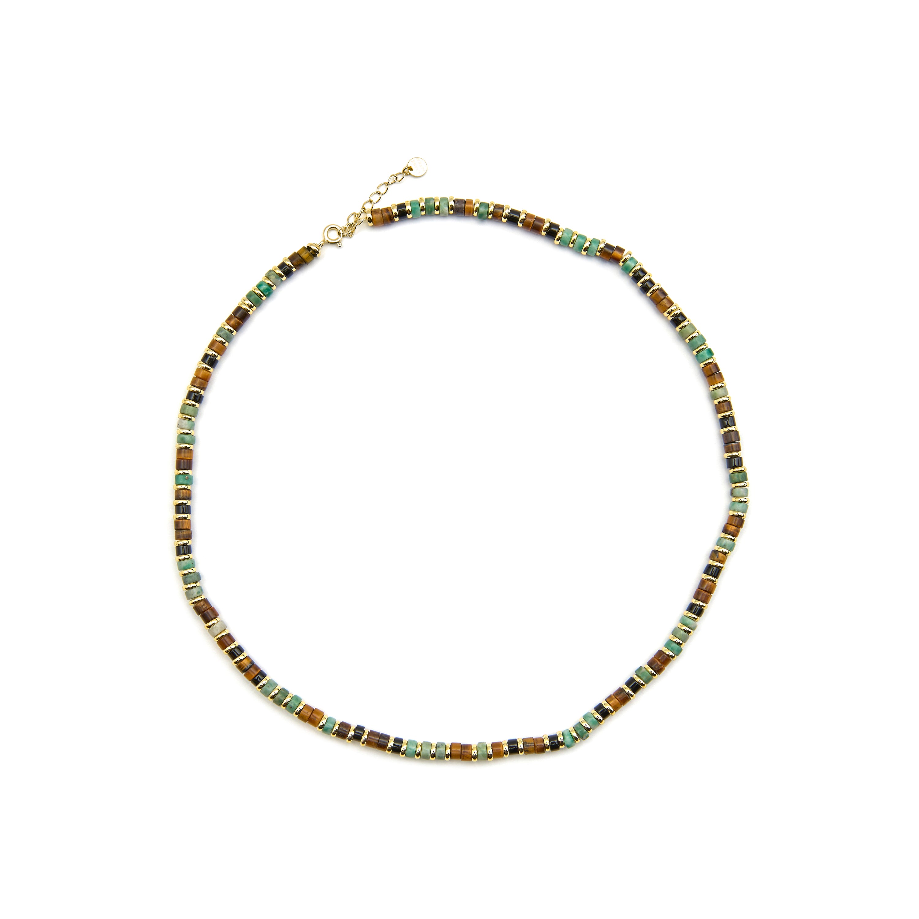 Colar de Prata de Lei 925 e Olho de Tigre com acabamento em ouro 18k - Ryhu