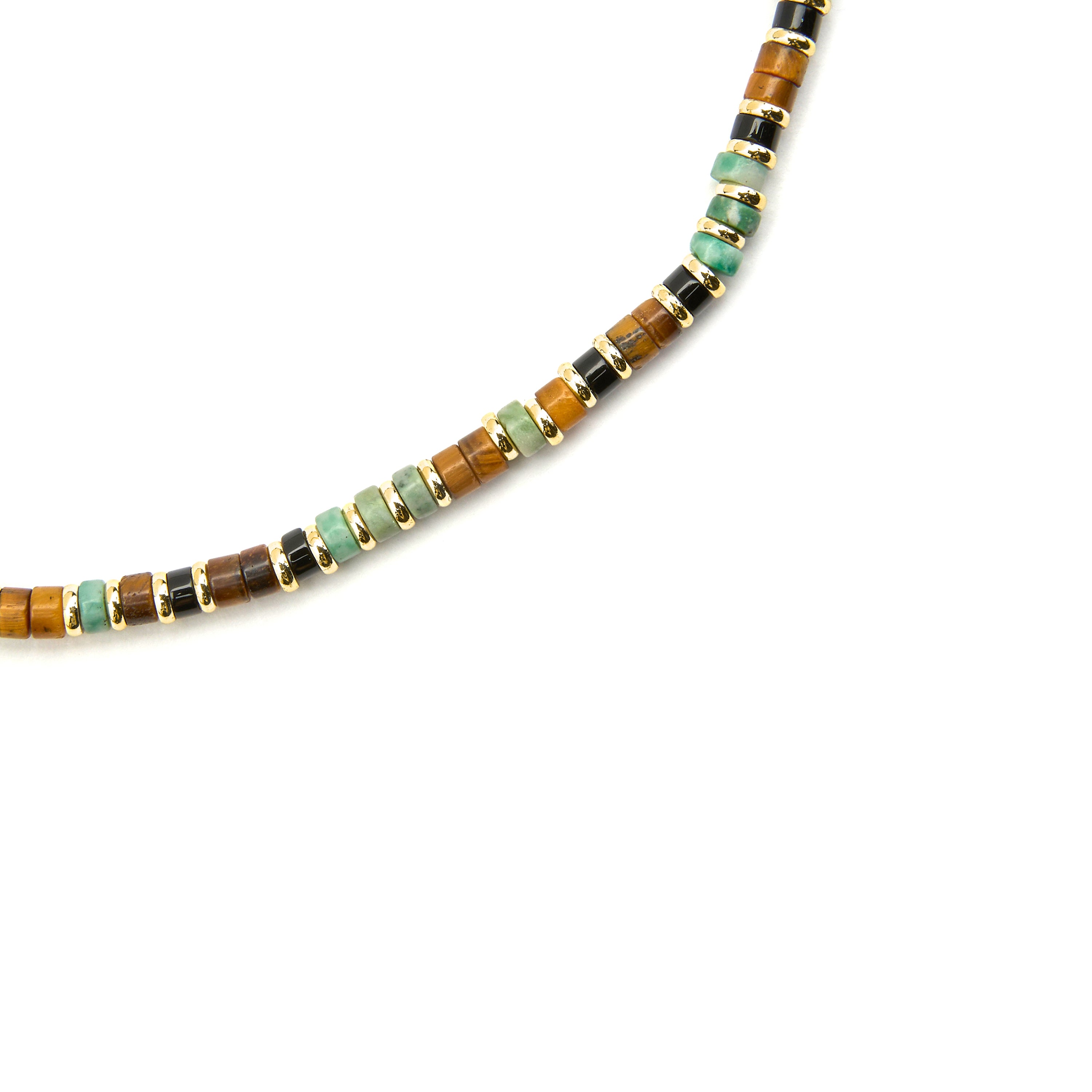 Colar de Prata de Lei 925 e Olho de Tigre com acabamento em ouro 18k - Ryhu