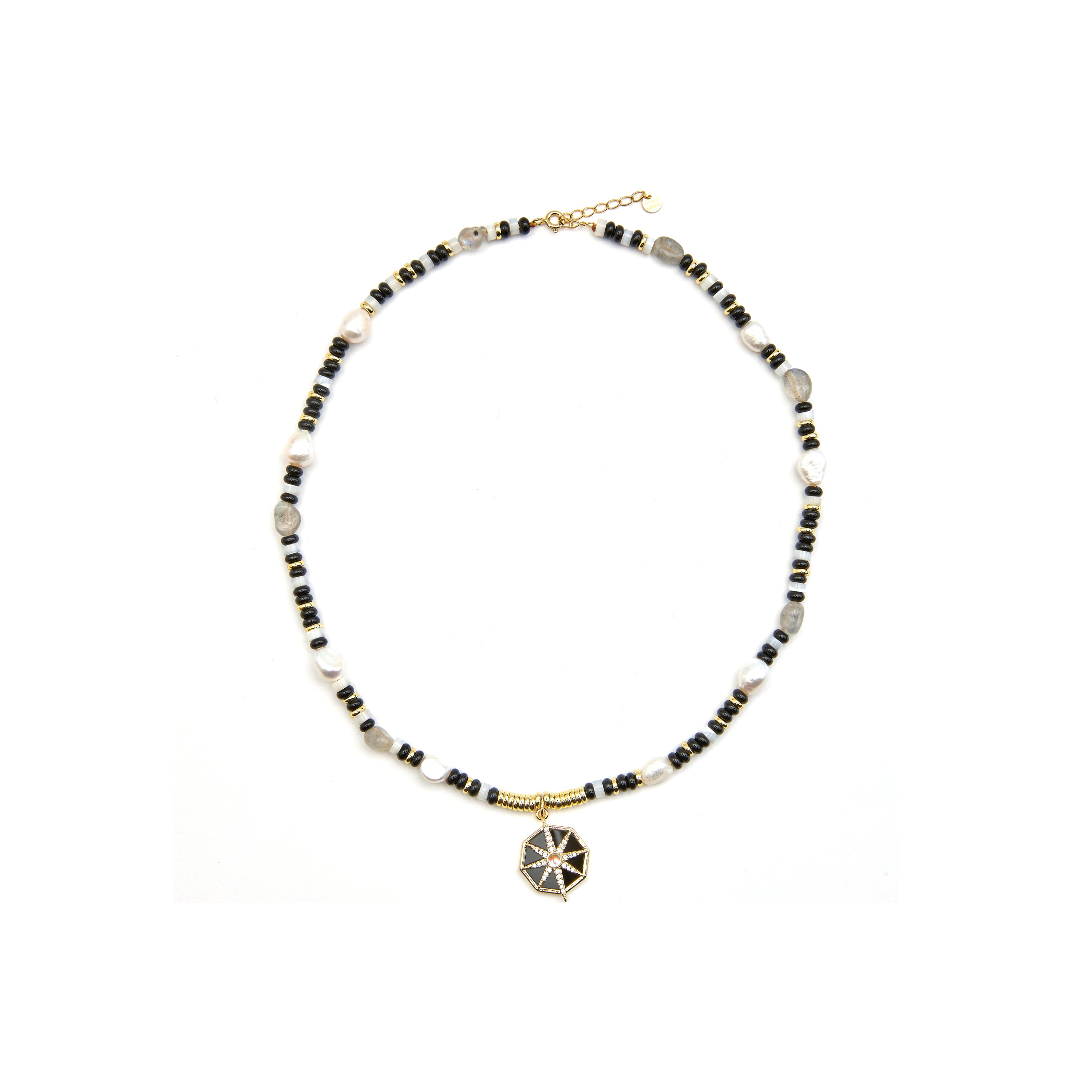 Collana in Argento Sterling 925 e Onice con finitura in oro 18k - Nanys