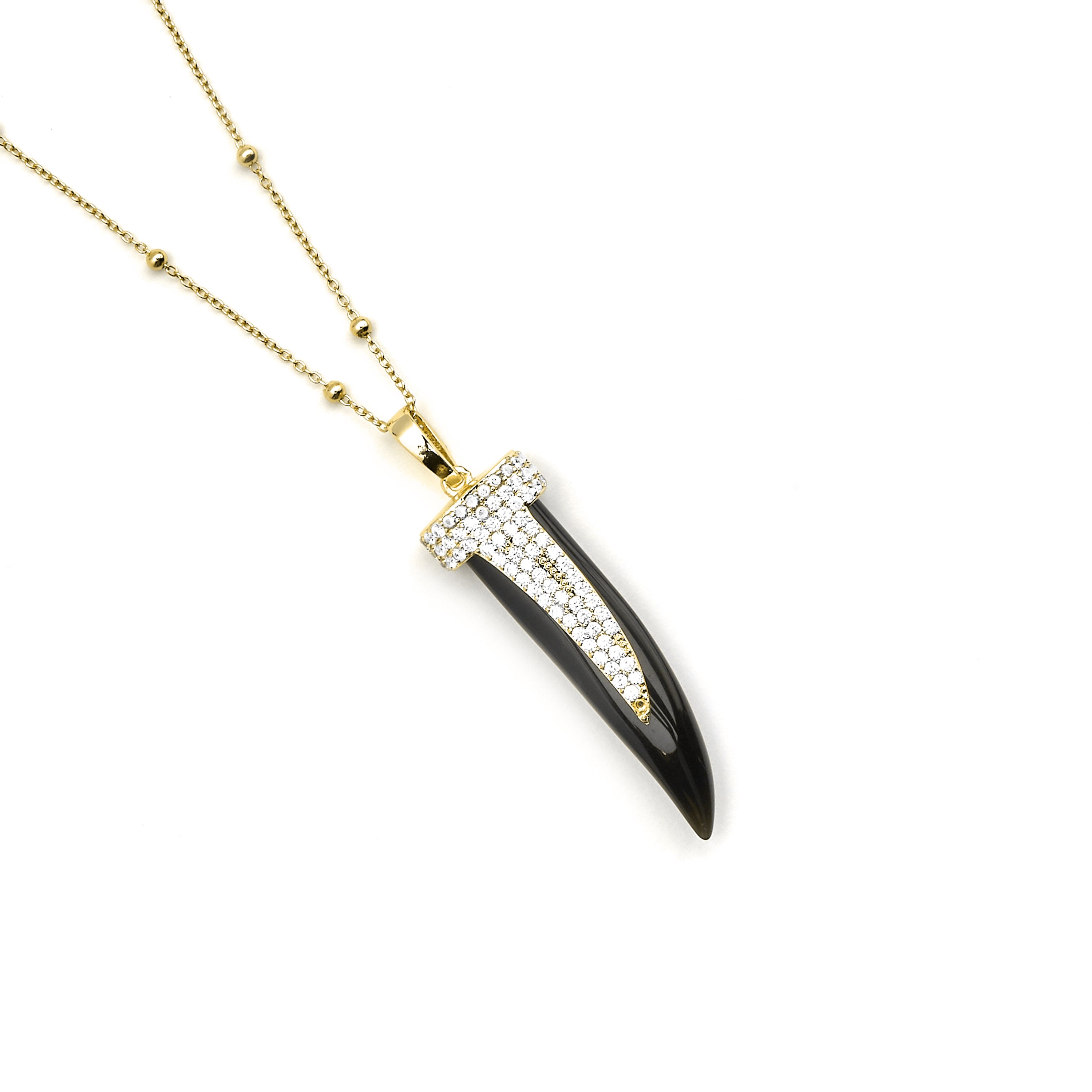 925 Sterling Silver Necklace with Brilliant Zirconia finished in 18k Gold - Dek