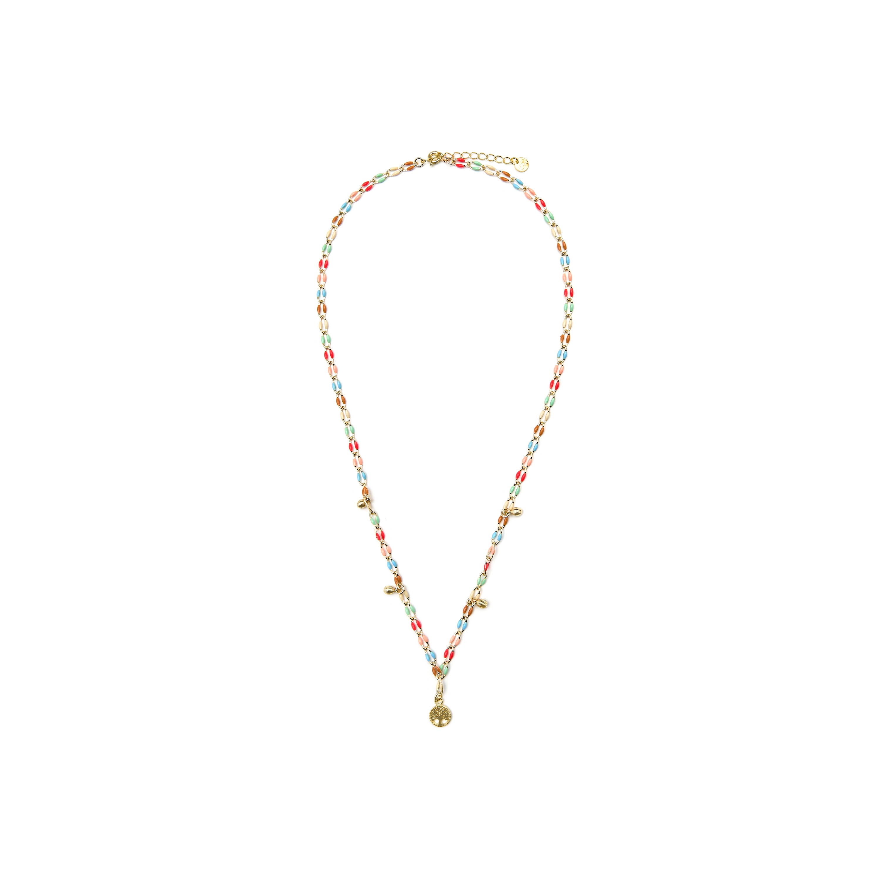 Collier en argent sterling 925 et laqué multicolore finition or jaune 18k - Ximue