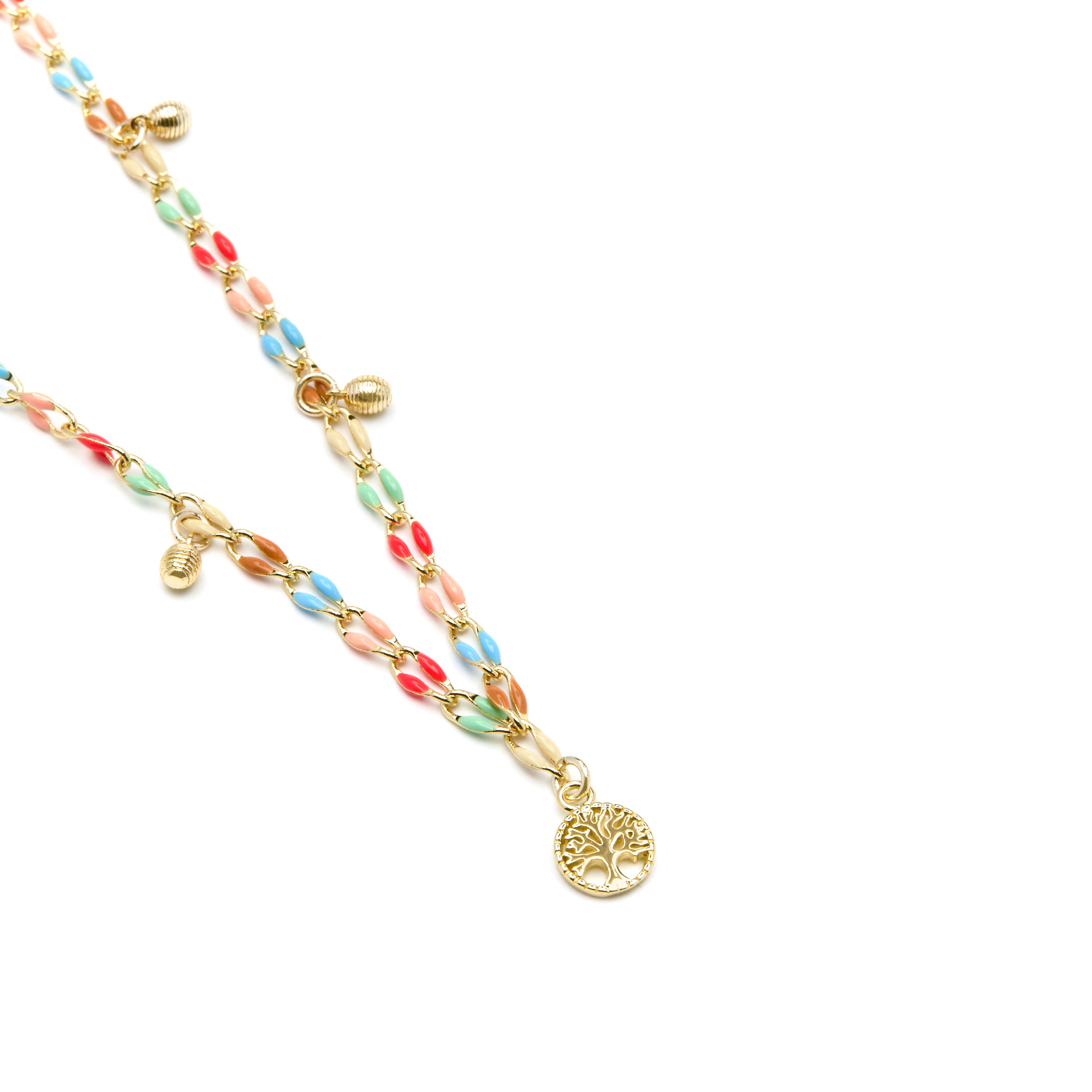 Collier en argent sterling 925 et laqué multicolore finition or jaune 18k - Ximue