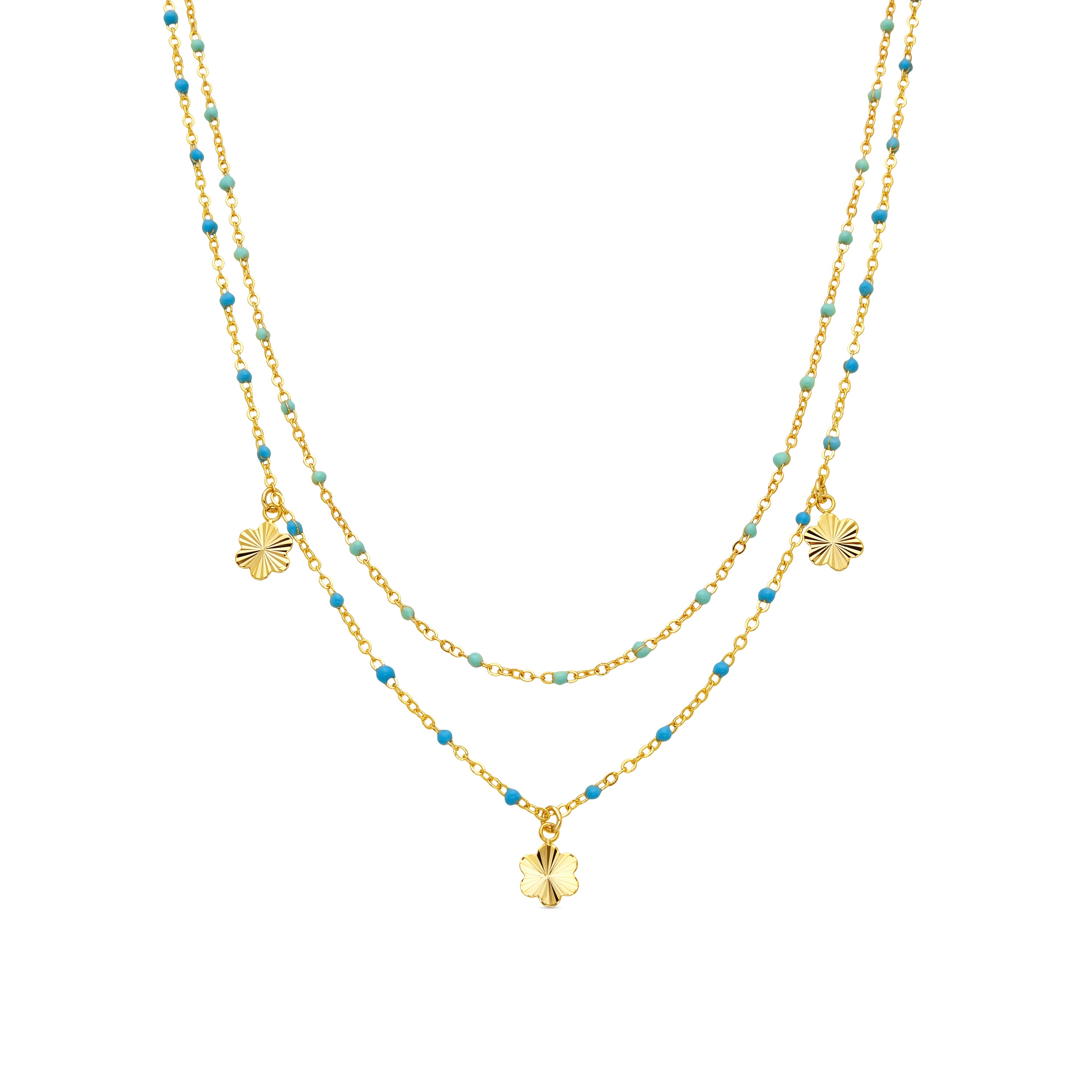 925 Sterling Silver Necklace with Blue Lacquer and 18k Yellow Gold Finish - Lilith