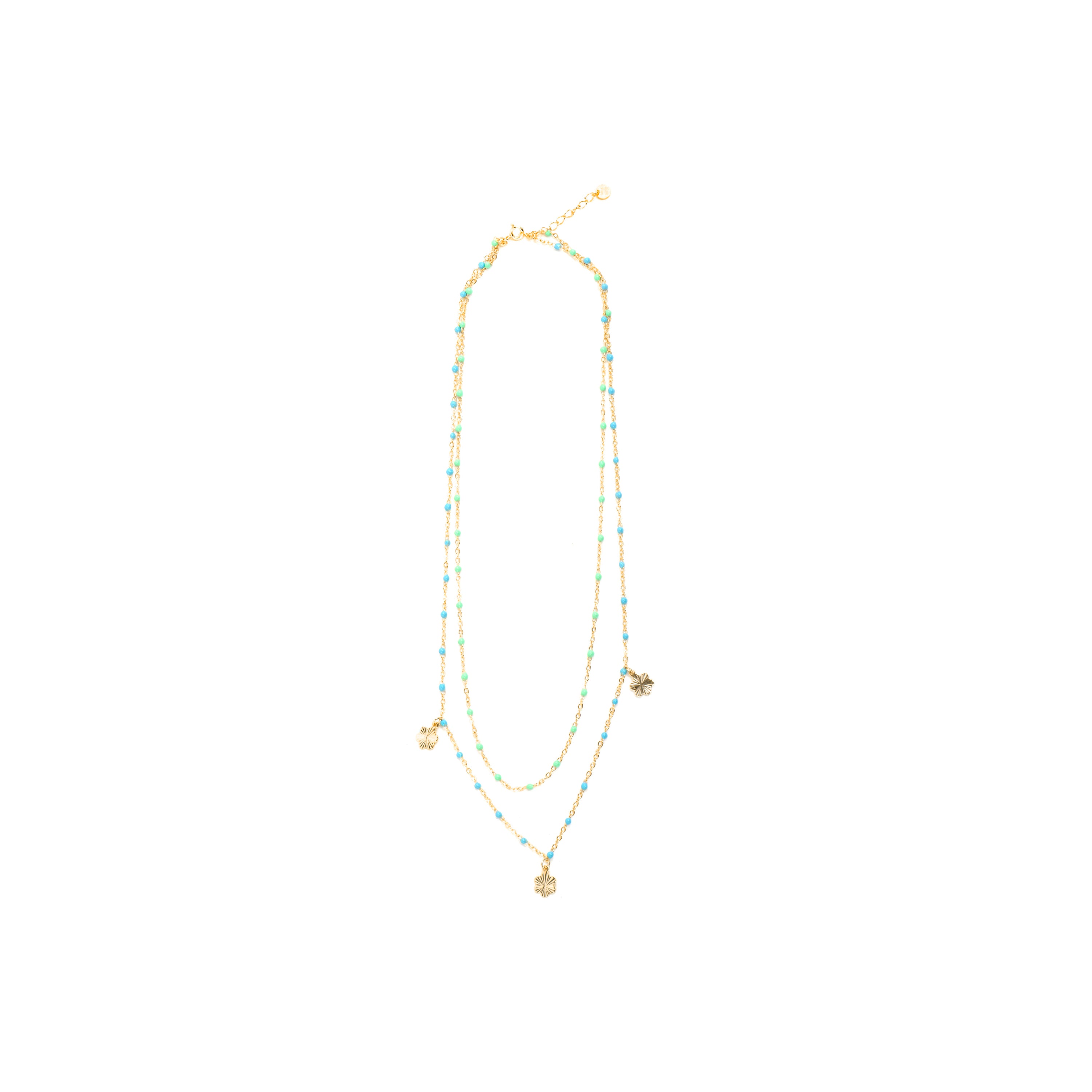 925 Sterling Silver Necklace with Blue Lacquer and 18k Yellow Gold Finish - Lilith