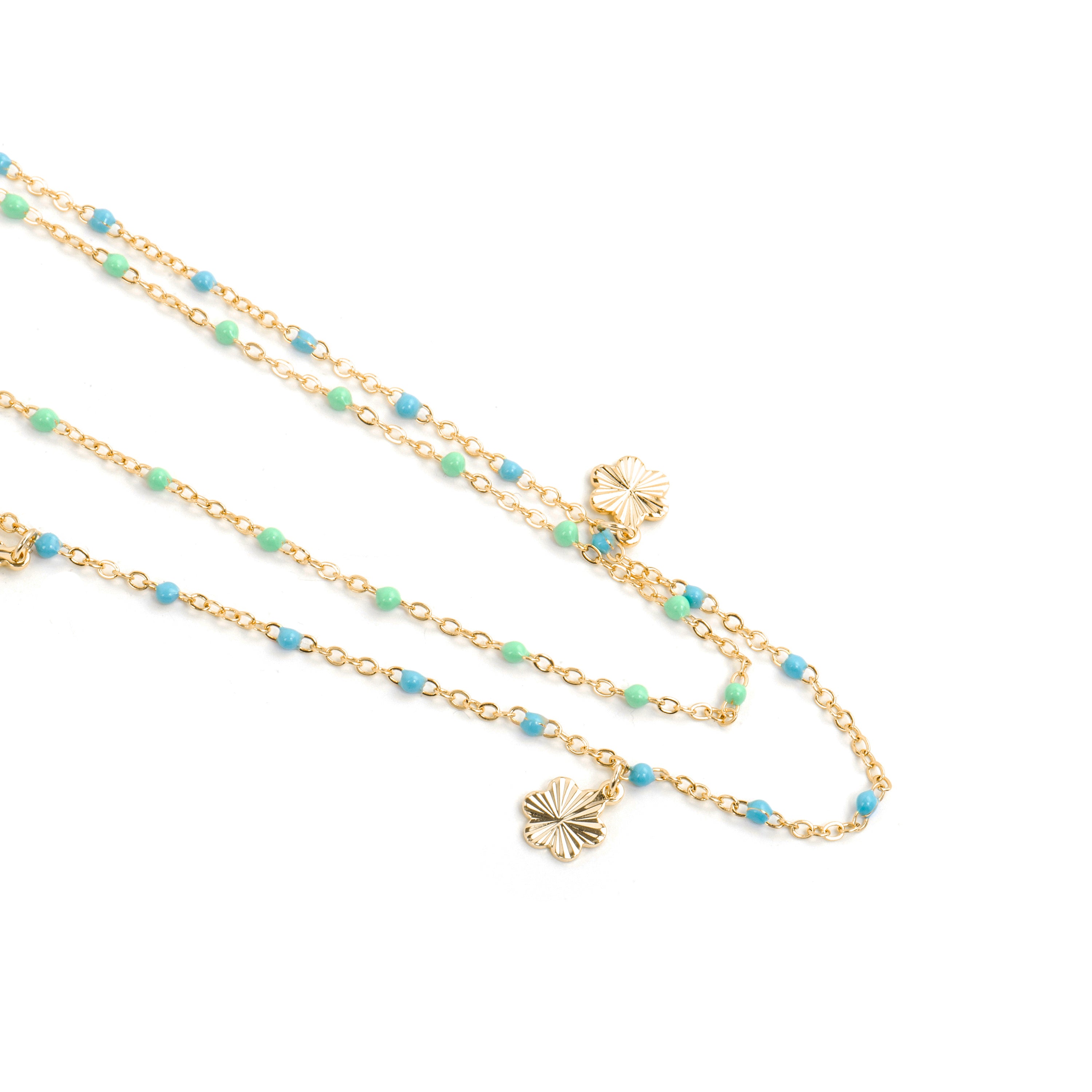 925 Sterling Silver Necklace with Blue Lacquer and 18k Yellow Gold Finish - Lilith