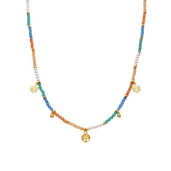 925 Sterling Silver Necklace with Multicolor Crystal finished in 18k Yellow Gold - Kedril