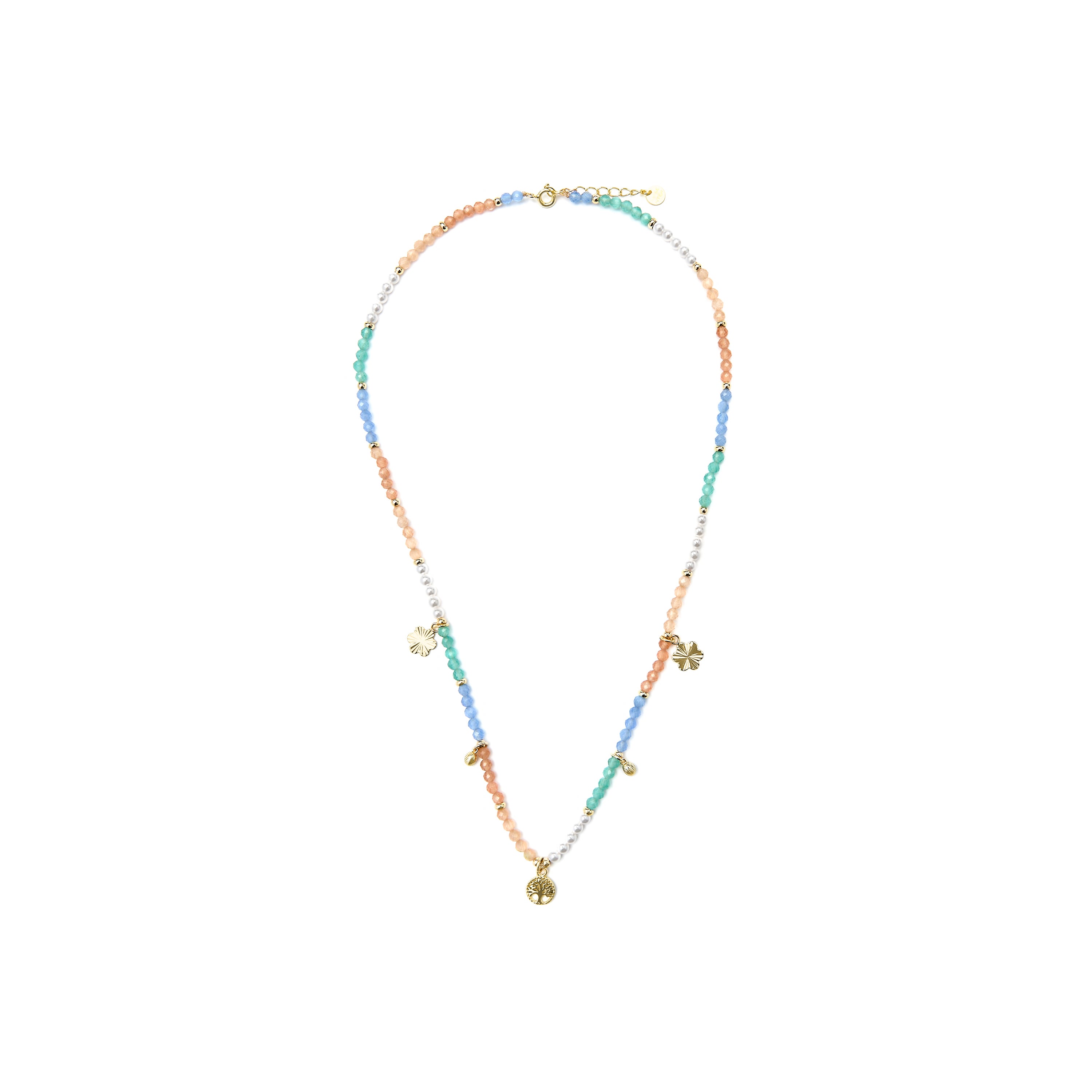 Collar de Plata de Ley 925 y Cristal Multicolor acabado oro amarillo de 18k - Kedril