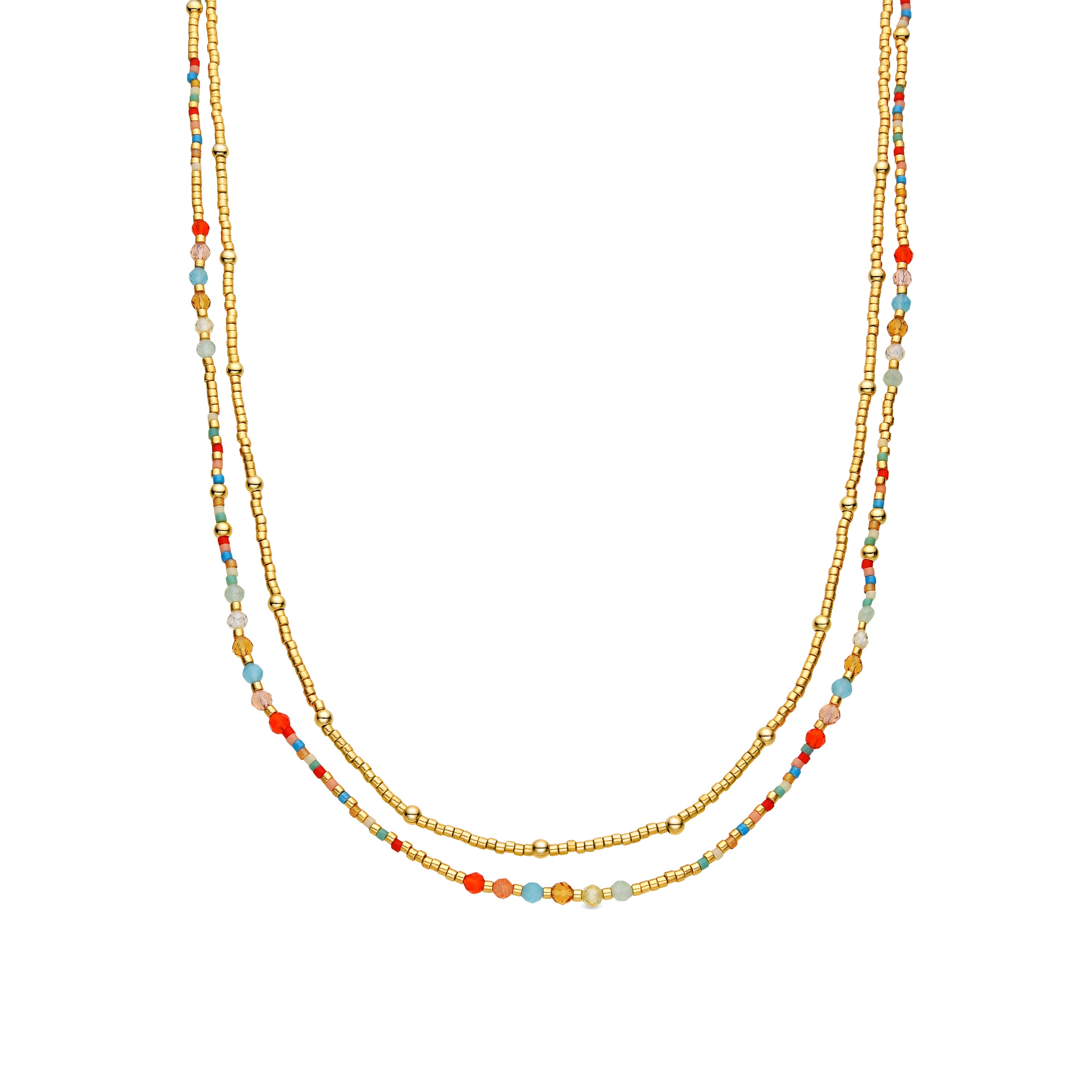 Collier en argent sterling 925 et cristal multicolore finition or jaune 18k - Guth