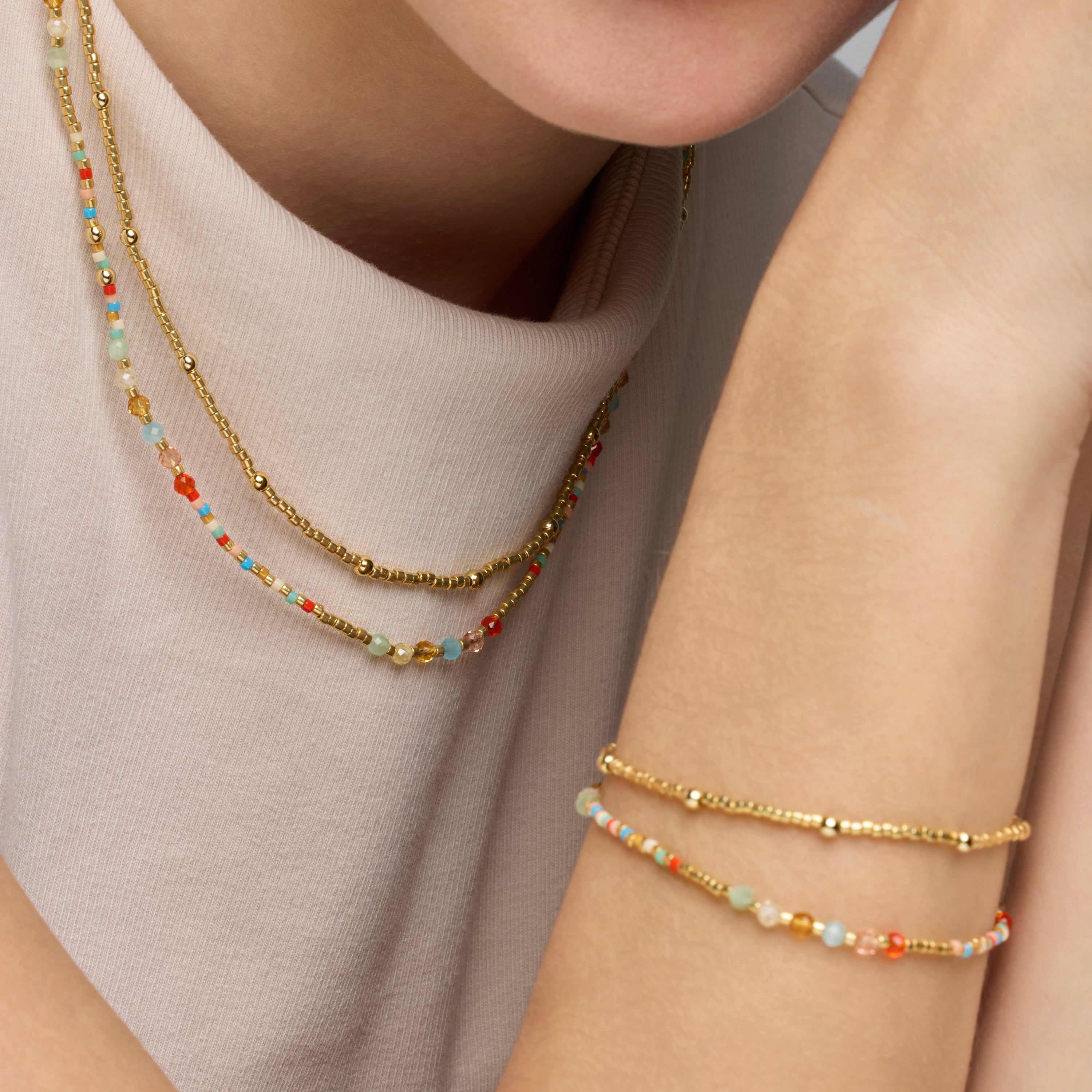 Collier en argent sterling 925 et cristal multicolore finition or jaune 18k - Guth