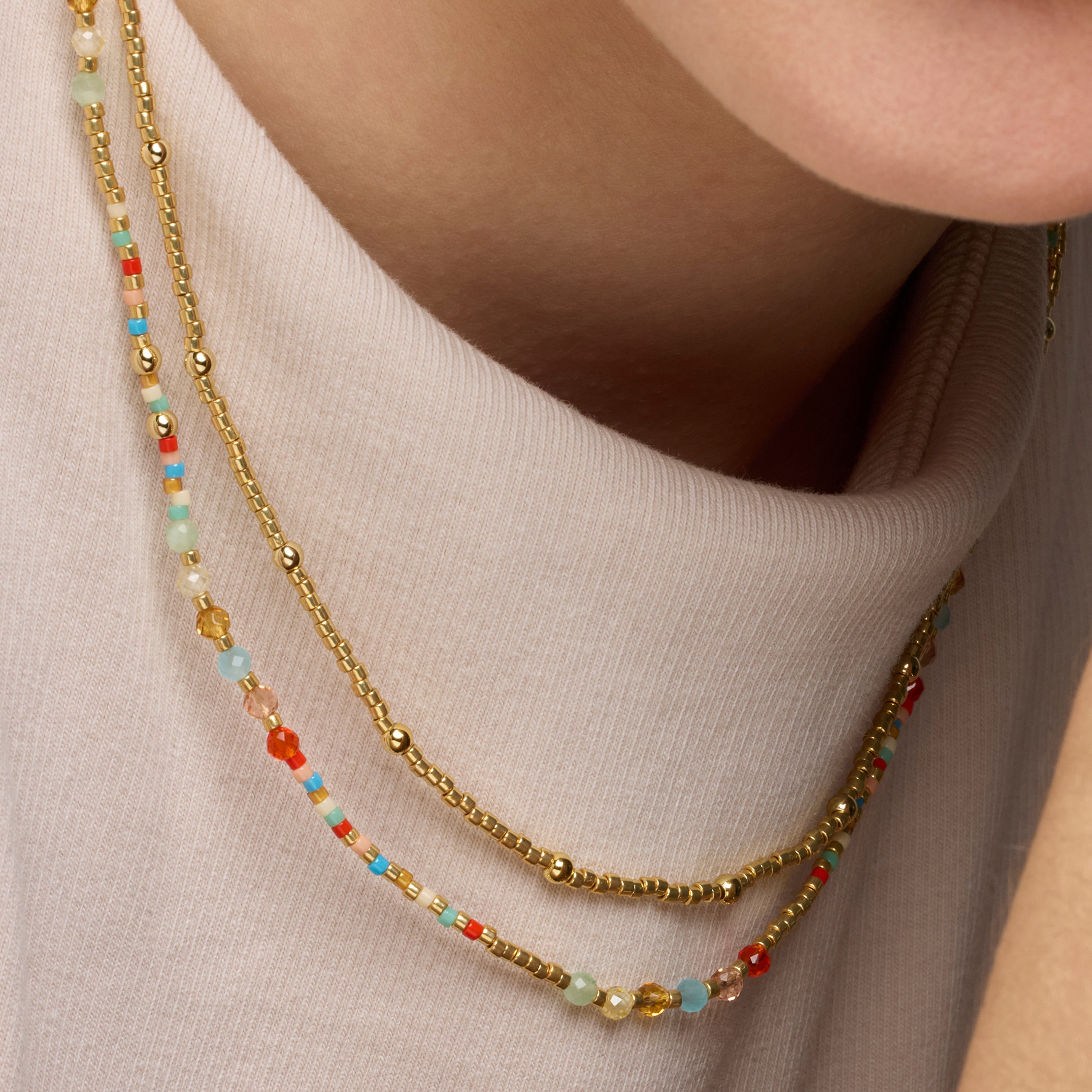 Collana in Argento Sterling 925 e Cristallo Multicolore con finitura in oro giallo 18k - Guth