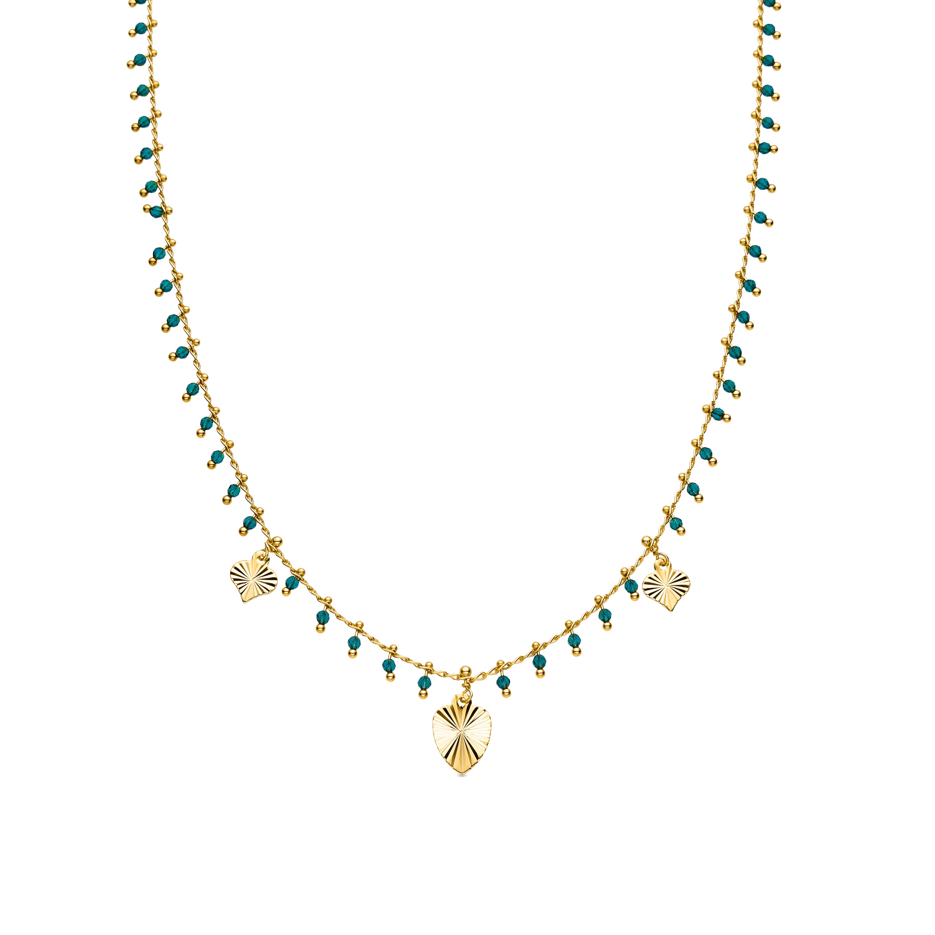 Colar de Prata de Lei 925 e Cristal Verde com acabamento em ouro amarelo de 18k - Dadrec